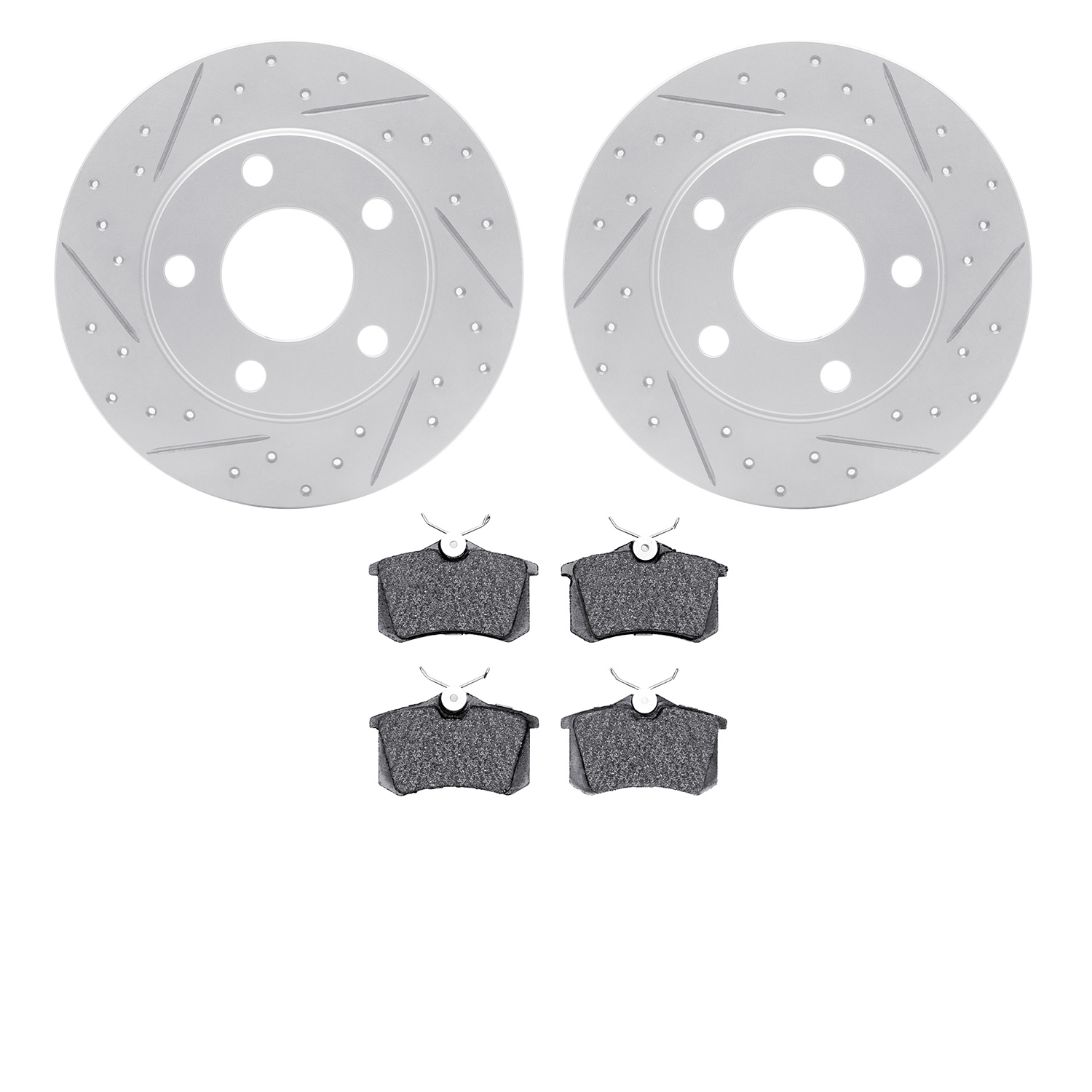2502-73011 Geoperformance Drilled/Slotted Rotors w/5000 Advanced Brake Pads Kit, 1999-2004 Audi/Volkswagen, Position: Rear