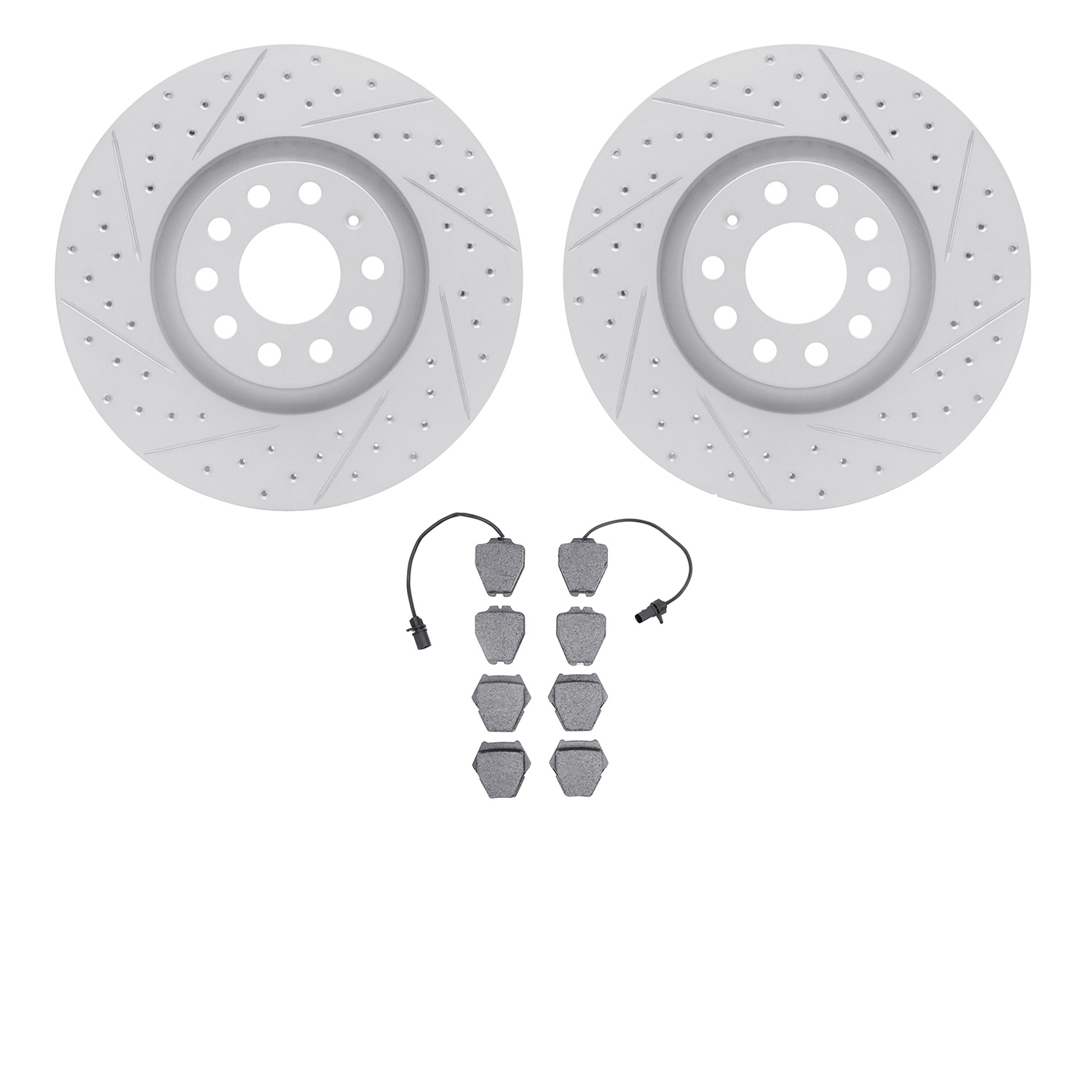 2502-73023 Geoperformance Drilled/Slotted Rotors w/5000 Advanced Brake Pads Kit, 1999-2005 Audi/Volkswagen, Position: Front