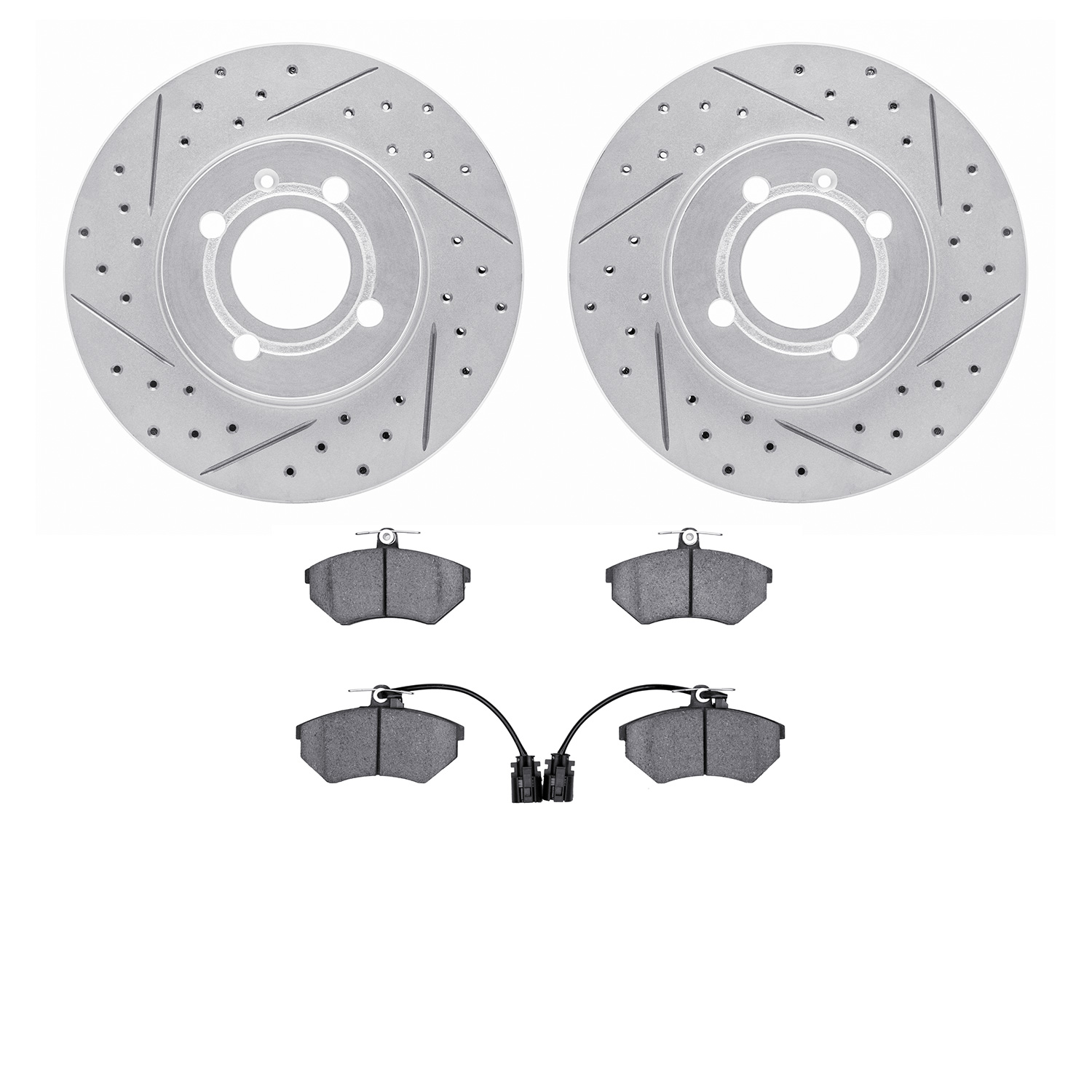 2502-74003 Geoperformance Drilled/Slotted Rotors w/5000 Advanced Brake Pads Kit, 1995-1995 Audi/Volkswagen, Position: Front