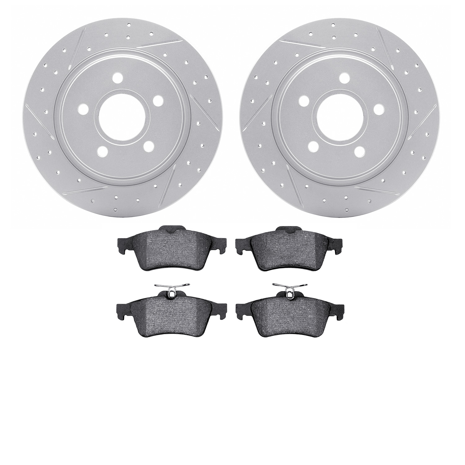 2502-74004 Geoperformance Drilled/Slotted Rotors w/5000 Advanced Brake Pads Kit, 1986-2008 Audi/Volkswagen, Position: Front