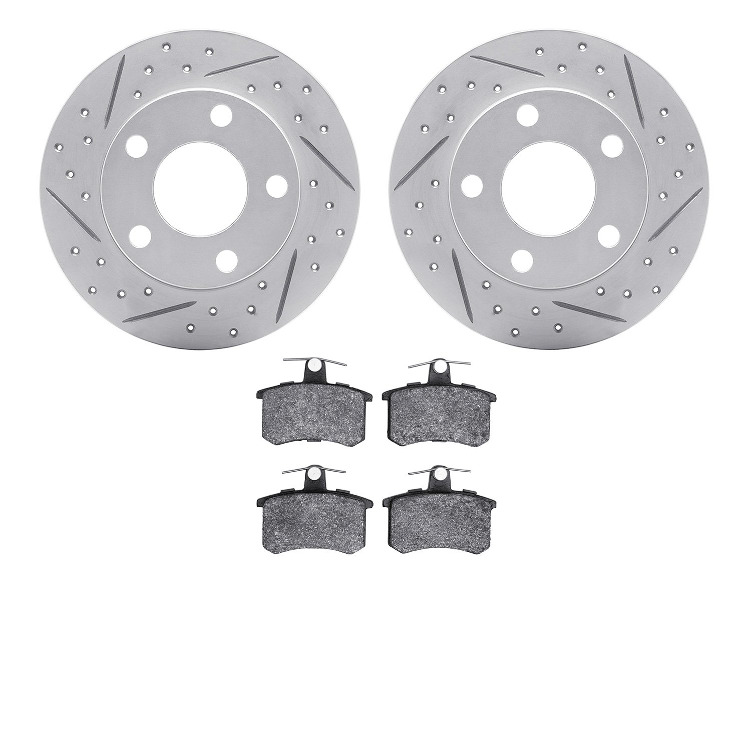 2502-74009 Geoperformance Drilled/Slotted Rotors w/5000 Advanced Brake Pads Kit, 1996-2001 Audi/Volkswagen, Position: Rear