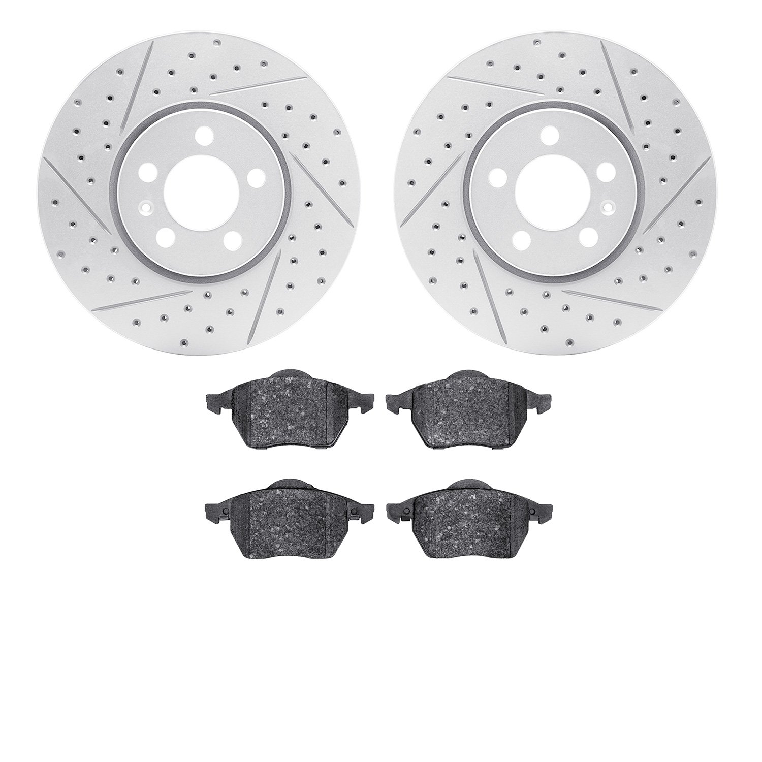 2502-74019 Geoperformance Drilled/Slotted Rotors w/5000 Advanced Brake Pads Kit, 1999-1999 Audi/Volkswagen, Position: Front