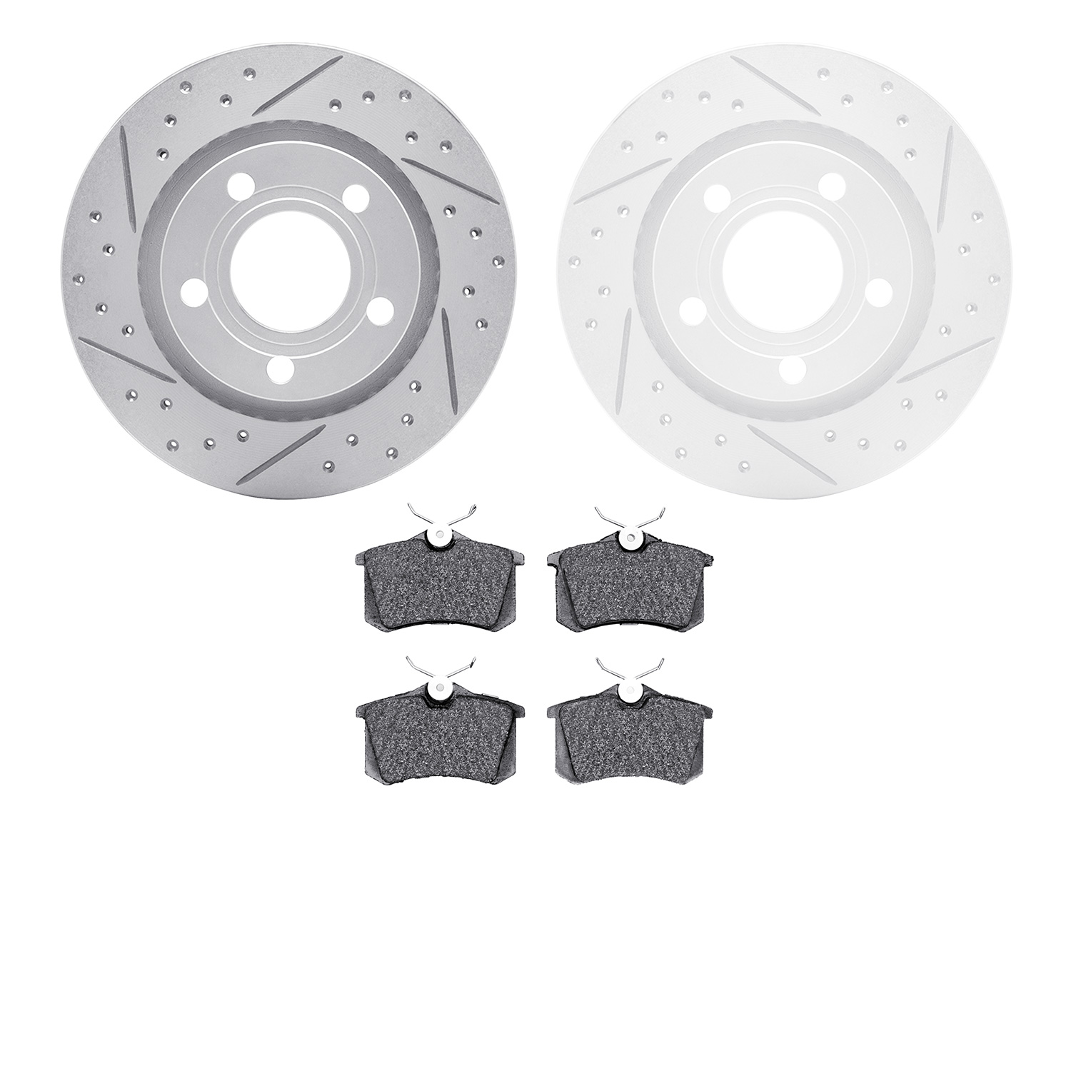 2502-74031 Geoperformance Drilled/Slotted Rotors w/5000 Advanced Brake Pads Kit, 1999-2004 Audi/Volkswagen, Position: Rear