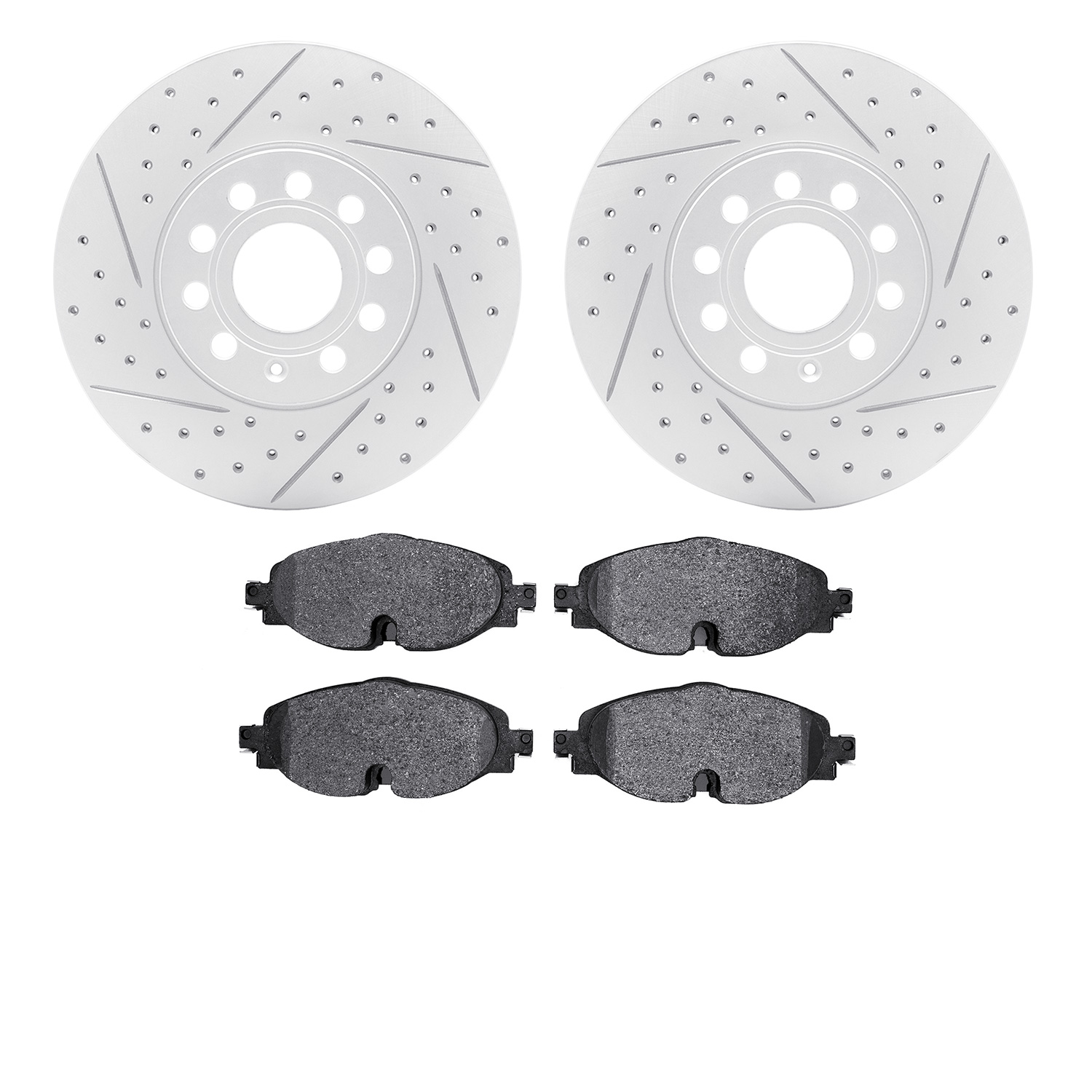 2502-74039 Geoperformance Drilled/Slotted Rotors w/5000 Advanced Brake Pads Kit, Fits Select Audi/Volkswagen, Position: Front
