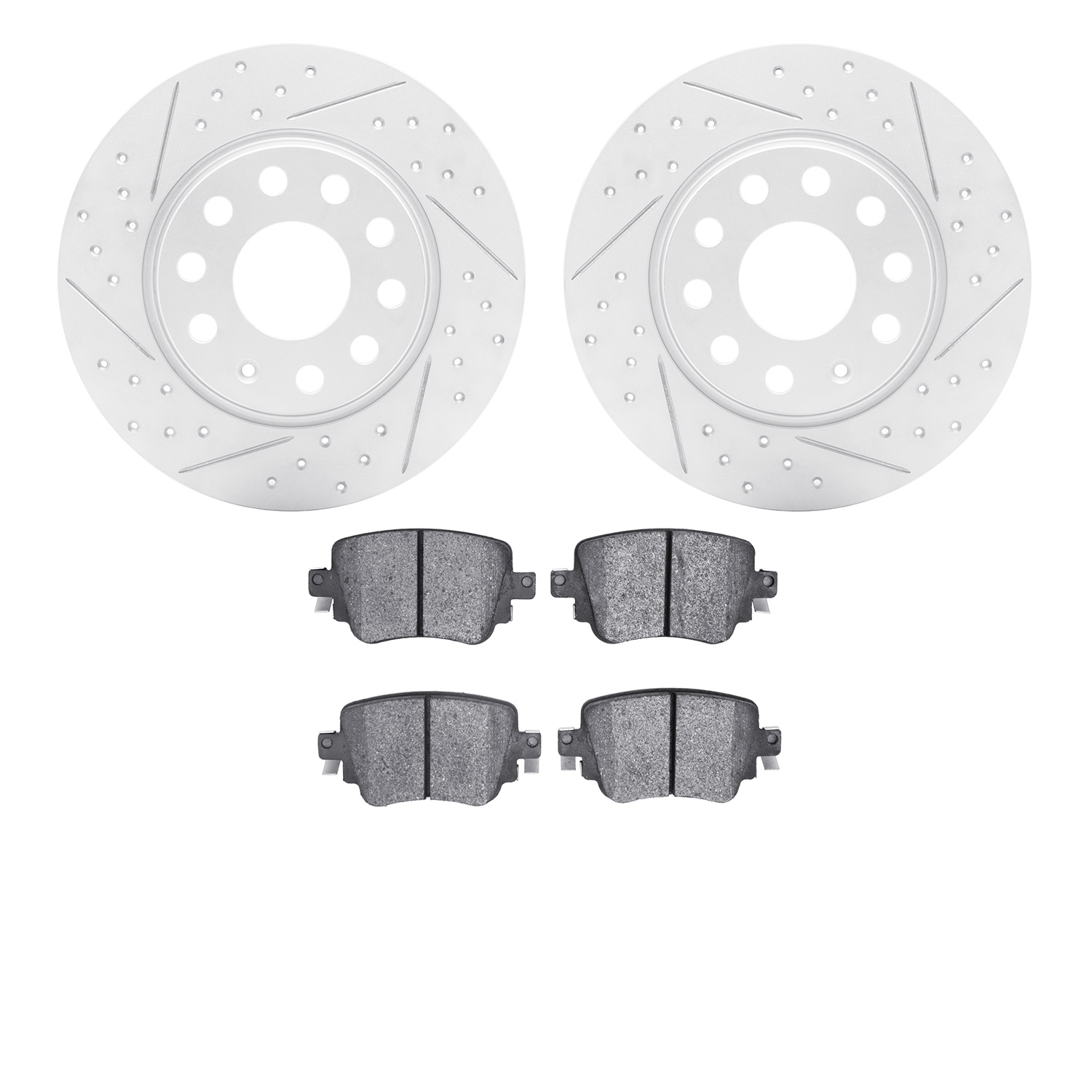 2502-74049 Geoperformance Drilled/Slotted Rotors w/5000 Advanced Brake Pads Kit, Fits Select Audi/Volkswagen, Position: Rear