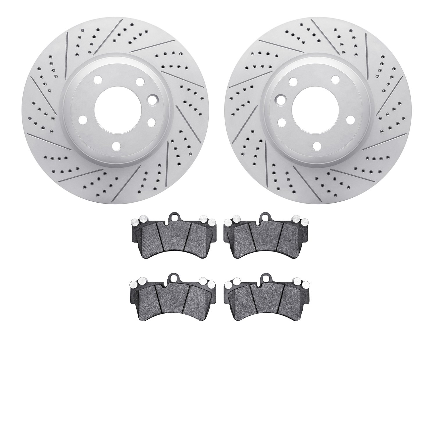 2502-74068 Geoperformance Drilled/Slotted Rotors w/5000 Advanced Brake Pads Kit, 2003-2015 Multiple Makes/Models, Position: Fron