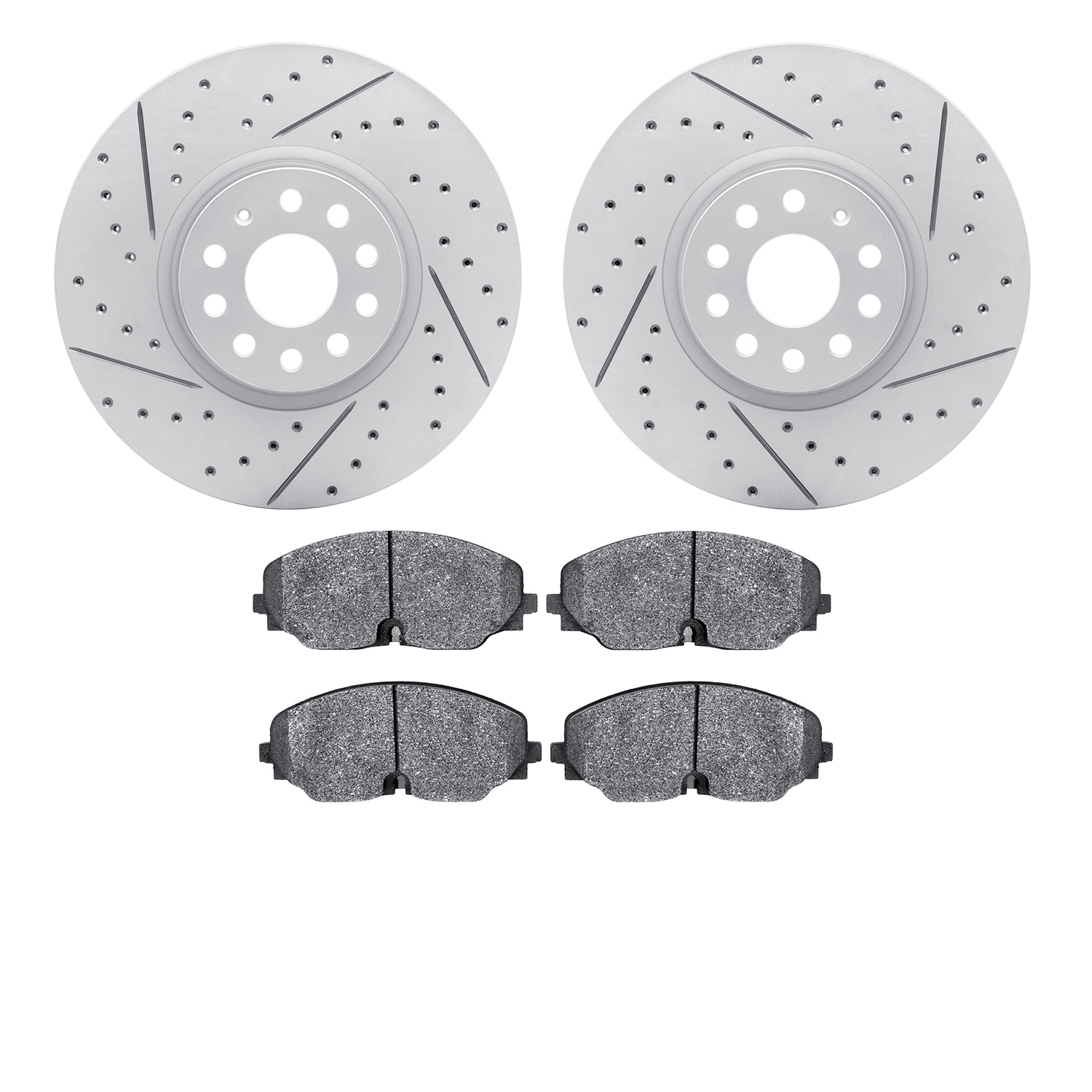 2502-74095 Geoperformance Drilled/Slotted Rotors w/5000 Advanced Brake Pads Kit, Fits Select Audi/Volkswagen, Position: Front
