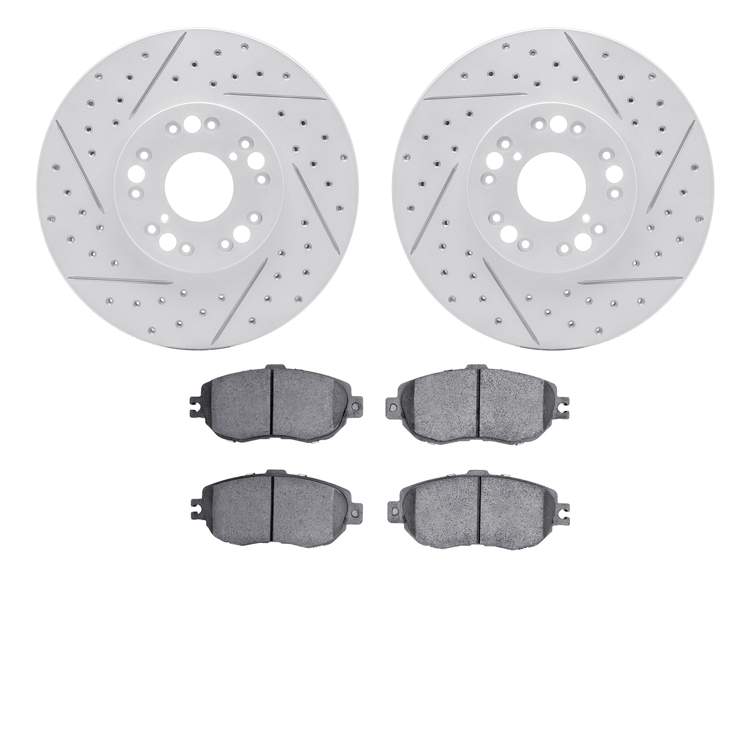 2502-75001 Geoperformance Drilled/Slotted Rotors w/5000 Advanced Brake Pads Kit, 1993-1994 Lexus/Toyota/Scion, Position: Front