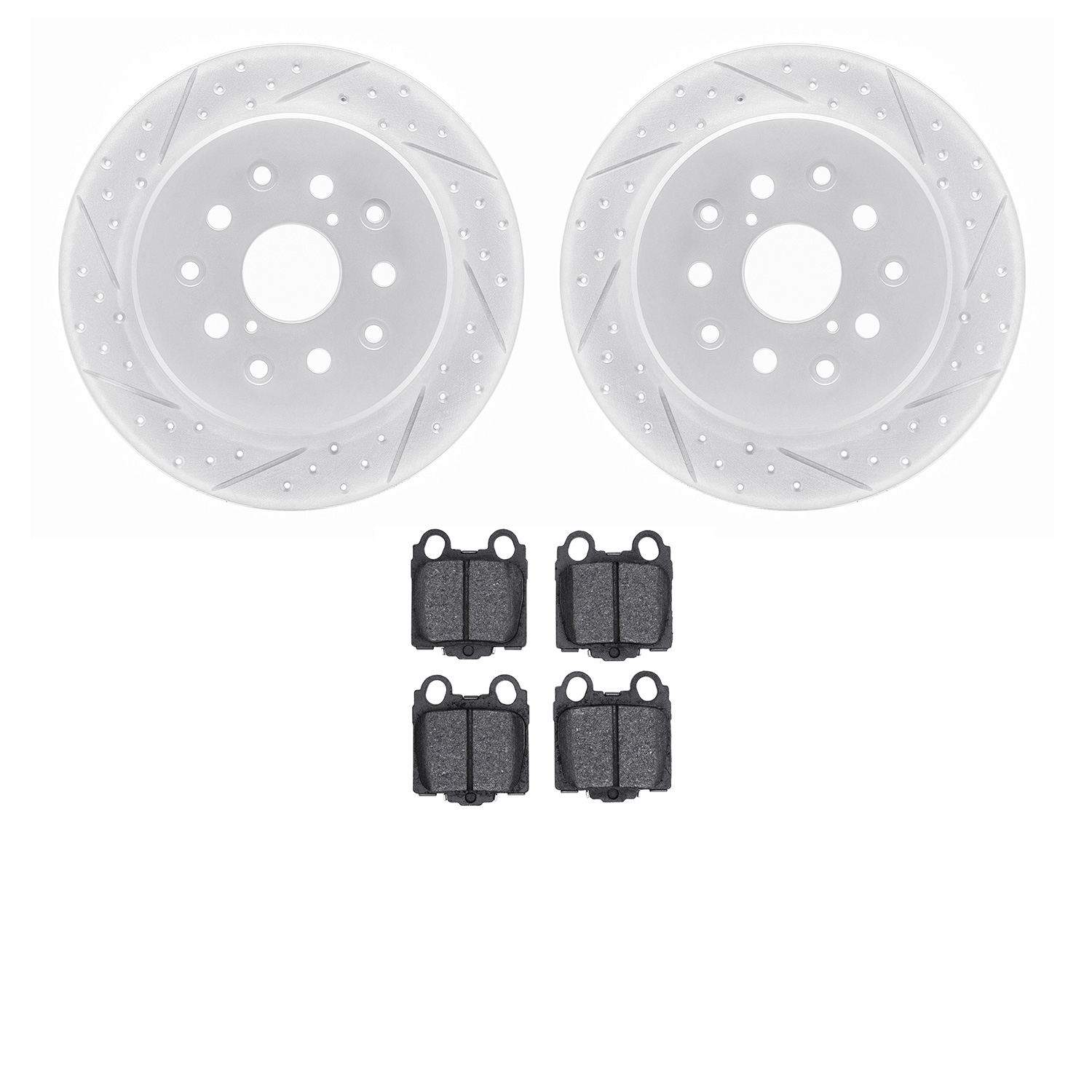 2502-75005 Geoperformance Drilled/Slotted Rotors w/5000 Advanced Brake Pads Kit, 1998-2010 Lexus/Toyota/Scion, Position: Rear