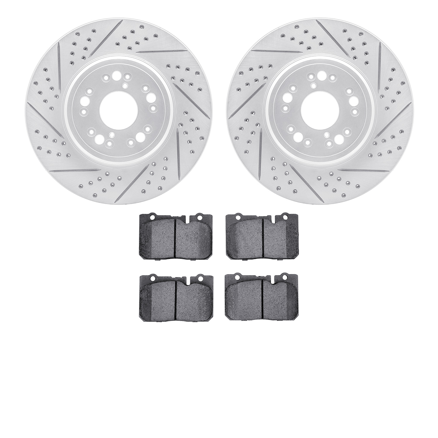 2502-75006 Geoperformance Drilled/Slotted Rotors w/5000 Advanced Brake Pads Kit, 1995-2000 Lexus/Toyota/Scion, Position: Front