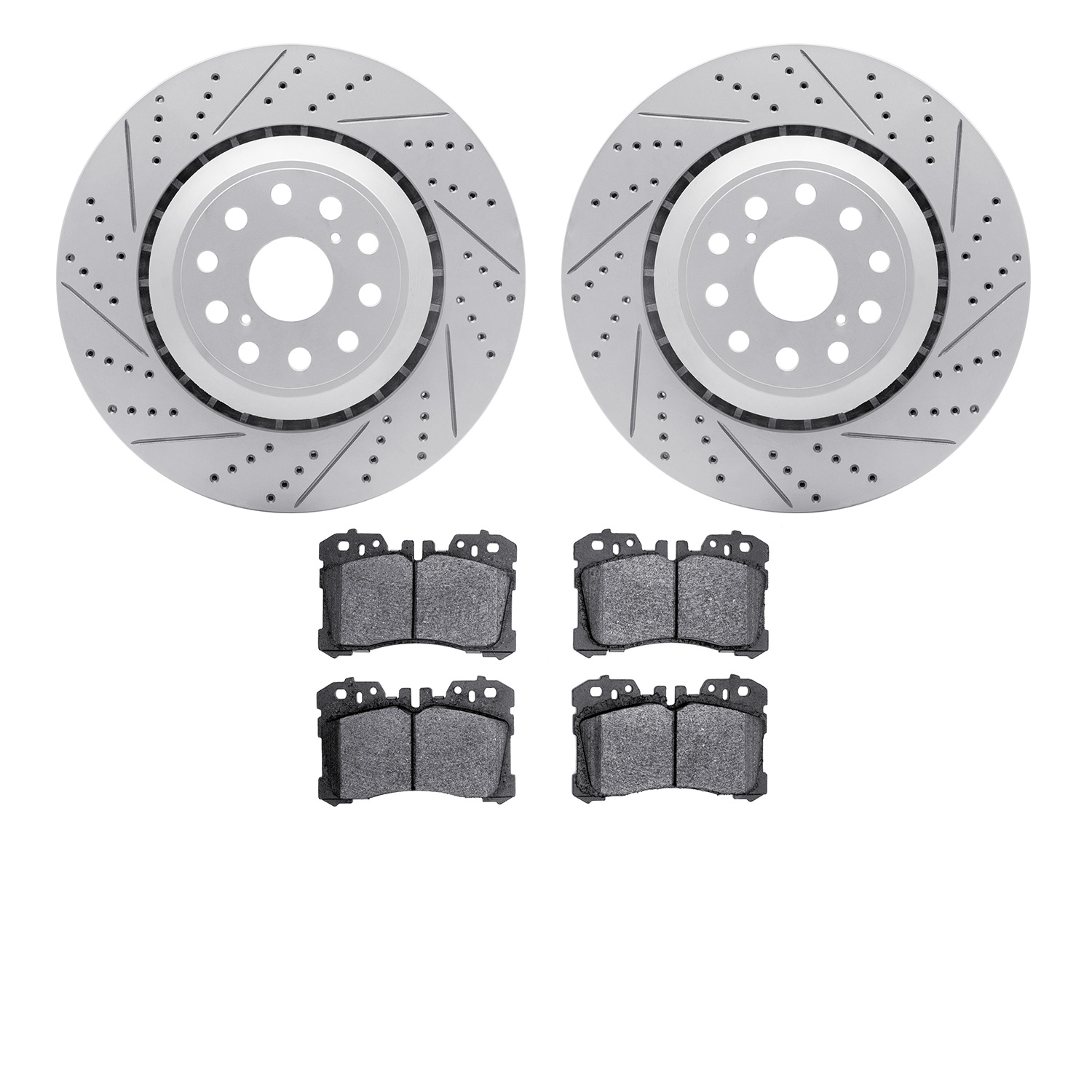 2502-75015 Geoperformance Drilled/Slotted Rotors w/5000 Advanced Brake Pads Kit, 2007-2017 Lexus/Toyota/Scion, Position: Front