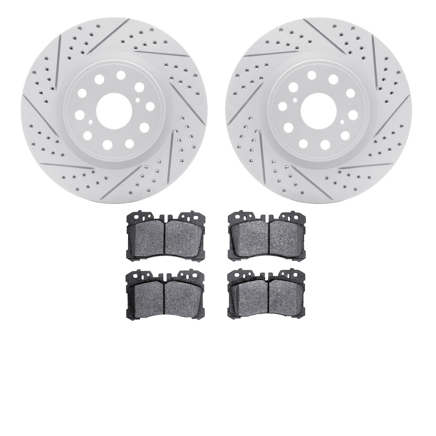 2502-75016 Geoperformance Drilled/Slotted Rotors w/5000 Advanced Brake Pads Kit, Fits Select Lexus/Toyota/Scion, Position: Front