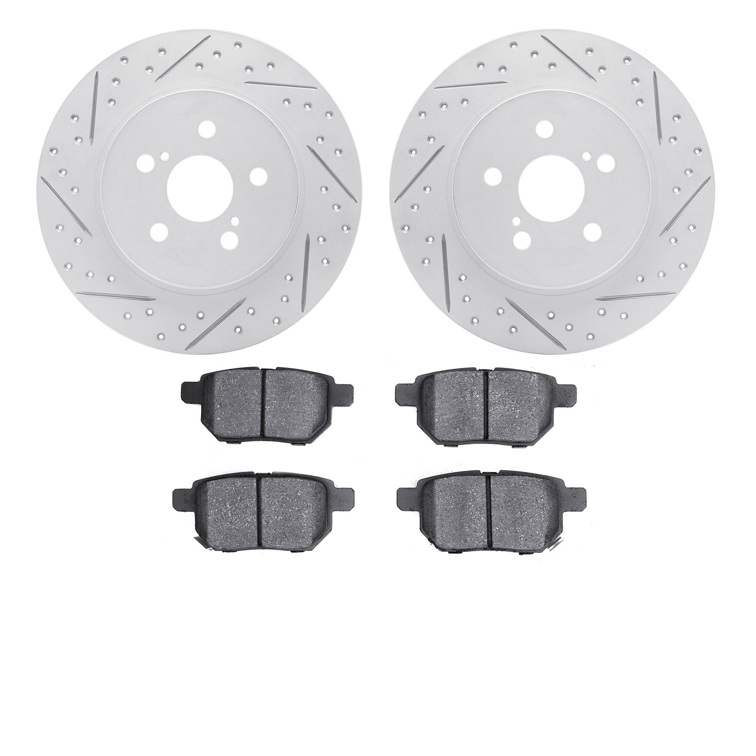 2502-75019 Geoperformance Drilled/Slotted Rotors w/5000 Advanced Brake Pads Kit, 2011-2017 Lexus/Toyota/Scion, Position: Rear