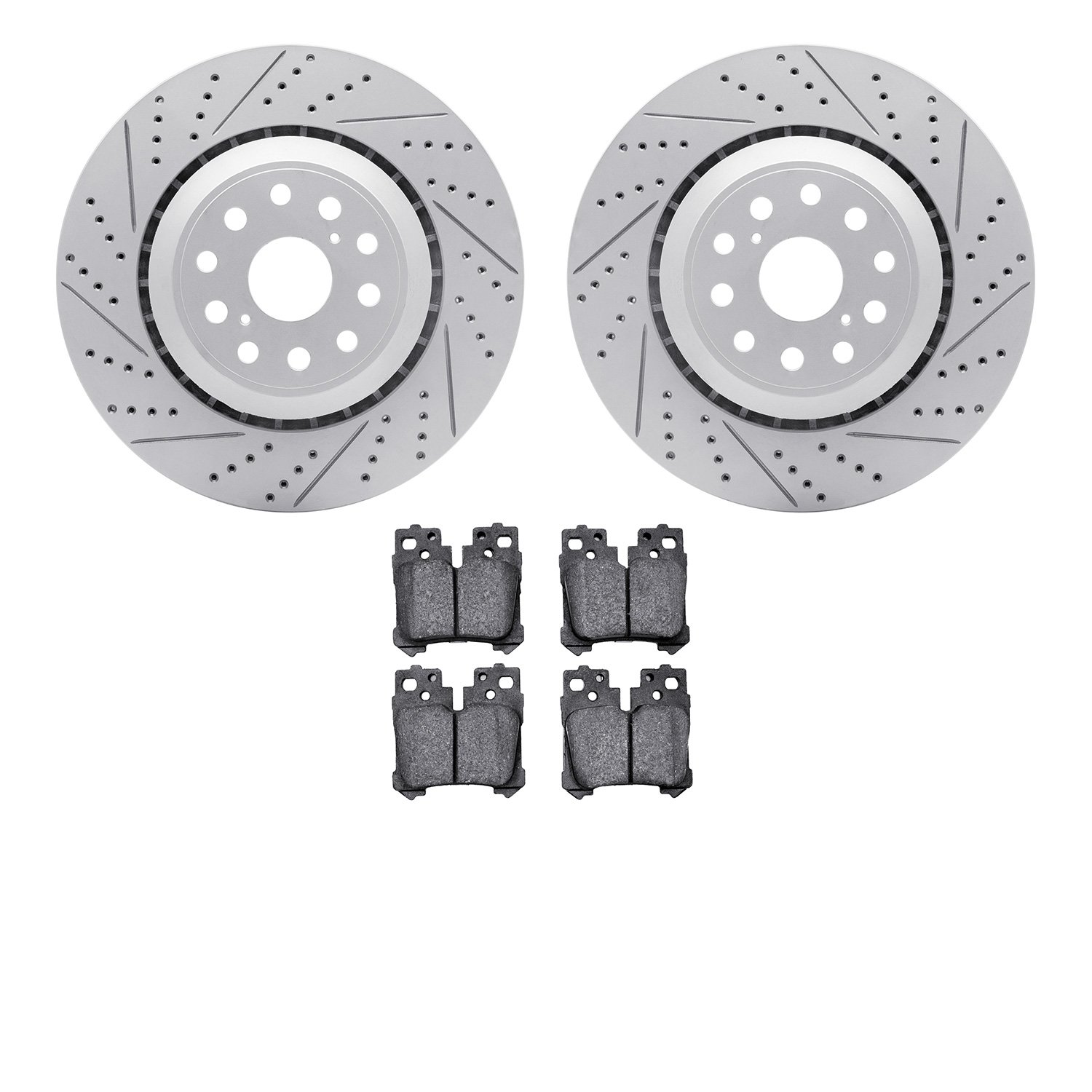 2502-75022 Geoperformance Drilled/Slotted Rotors w/5000 Advanced Brake Pads Kit, 2018-2021 Lexus/Toyota/Scion, Position: Rear