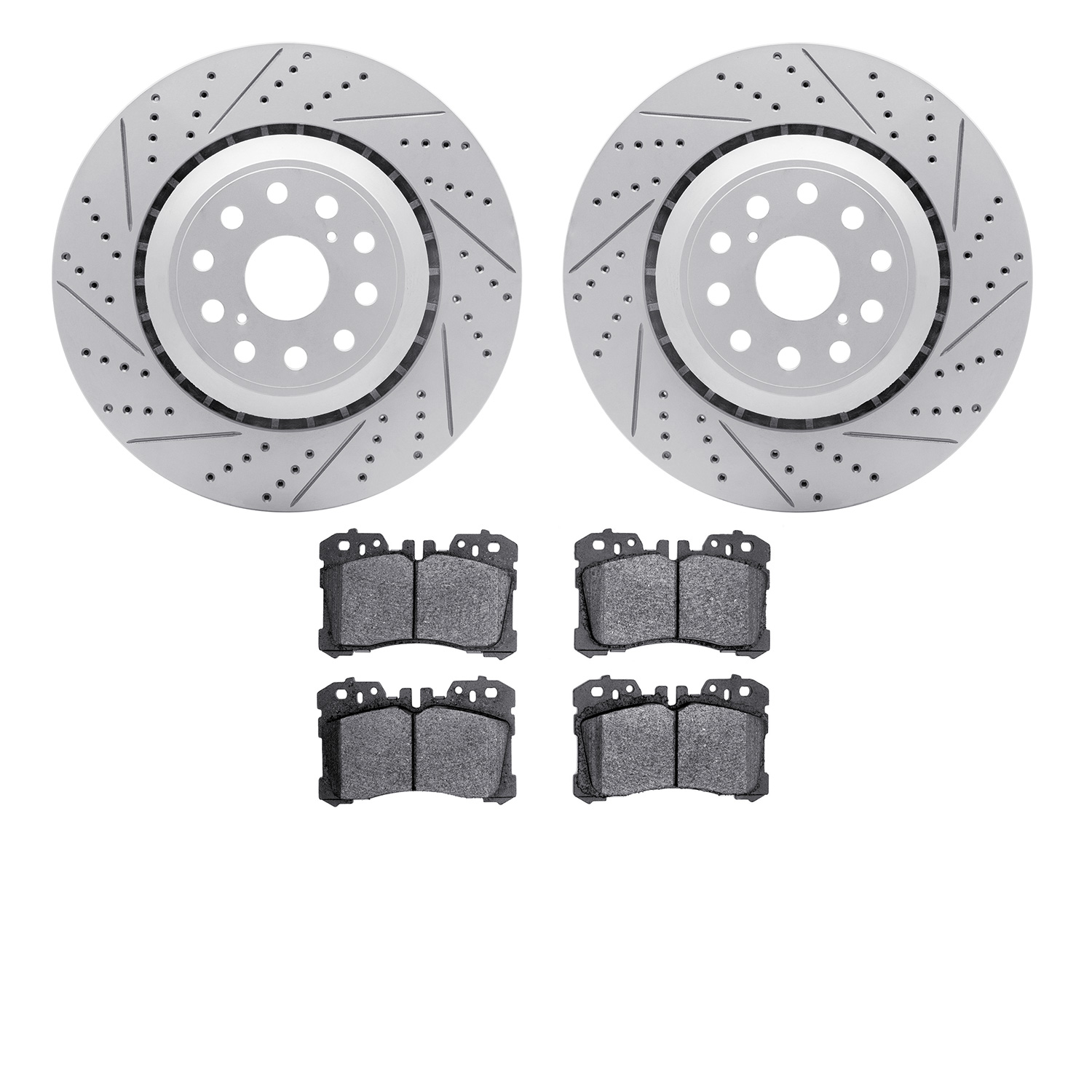 2502-75034 Geoperformance Drilled/Slotted Rotors w/5000 Advanced Brake Pads Kit, Fits Select Lexus/Toyota/Scion, Position: Front