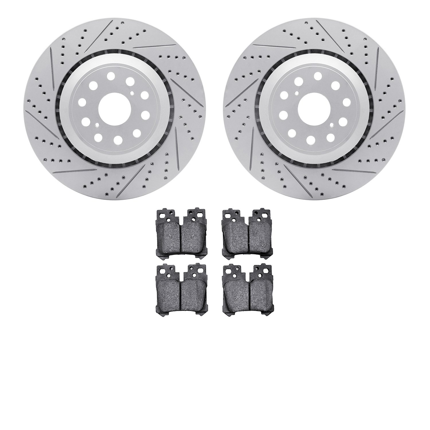 2502-75035 Geoperformance Drilled/Slotted Rotors w/5000 Advanced Brake Pads Kit, 2007-2017 Lexus/Toyota/Scion, Position: Rear