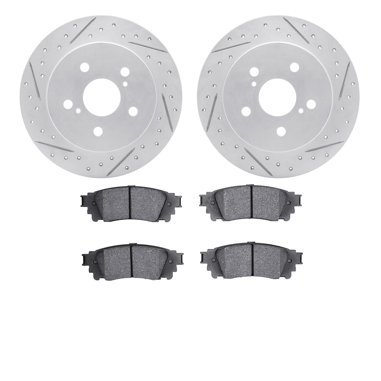 2502-75036 Geoperformance Drilled/Slotted Rotors w/5000 Advanced Brake Pads Kit, 2015-2021 Lexus/Toyota/Scion, Position: Rear