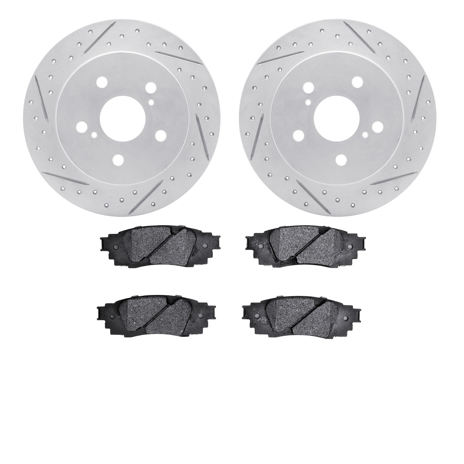 2502-75037 Geoperformance Drilled/Slotted Rotors w/5000 Advanced Brake Pads Kit, Fits Select Lexus/Toyota/Scion, Position: Rear