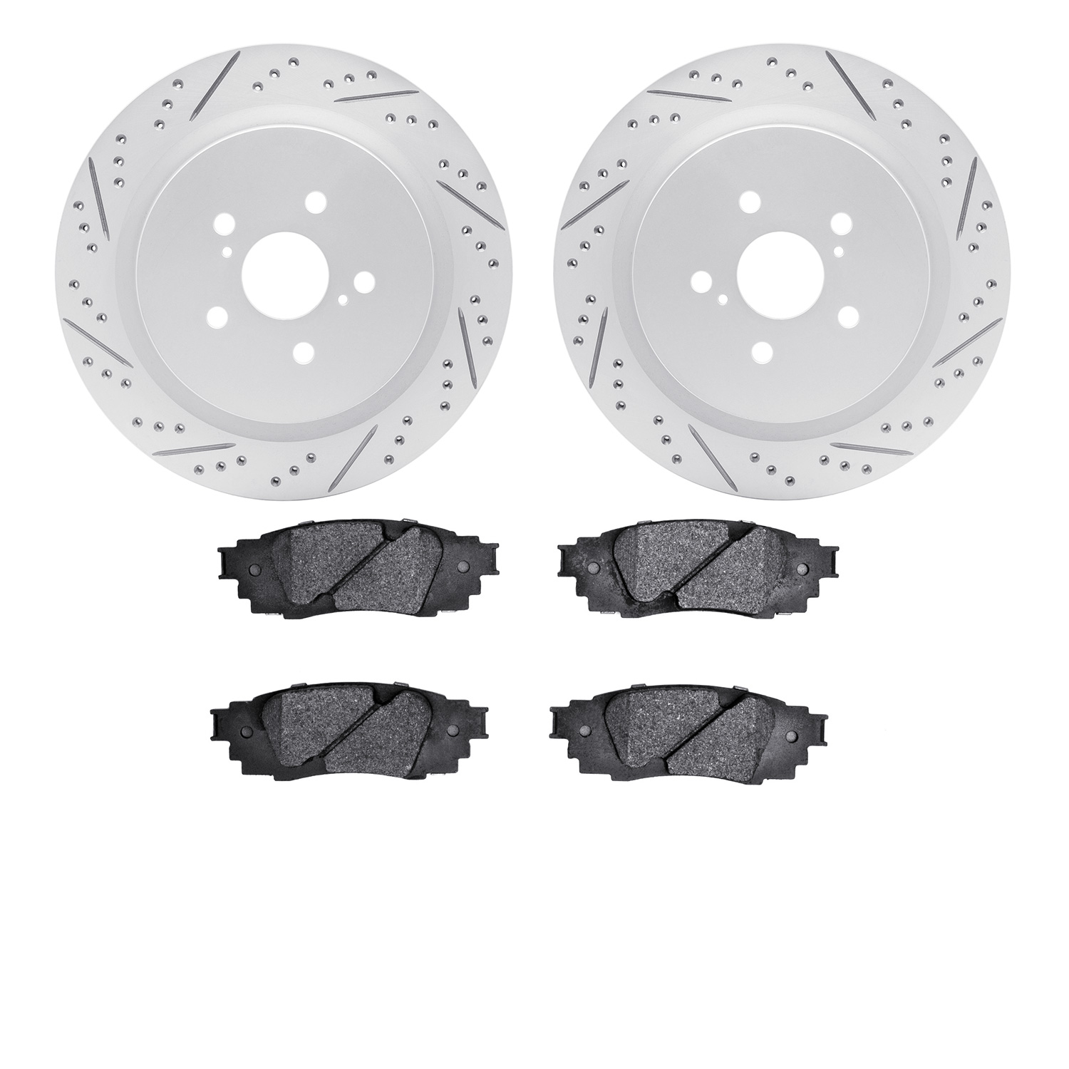 2502-75038 Geoperformance Drilled/Slotted Rotors w/5000 Advanced Brake Pads Kit, Fits Select Lexus/Toyota/Scion, Position: Rear