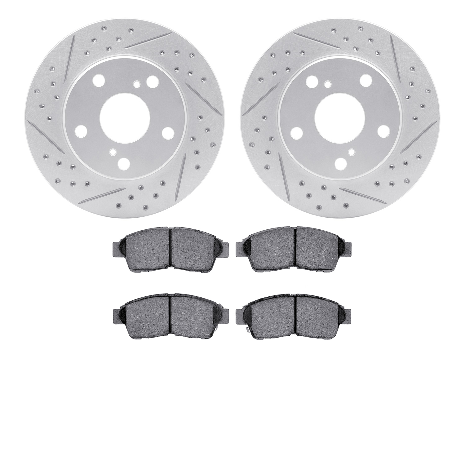 2502-76000 Geoperformance Drilled/Slotted Rotors w/5000 Advanced Brake Pads Kit, 1992-2001 Lexus/Toyota/Scion, Position: Front