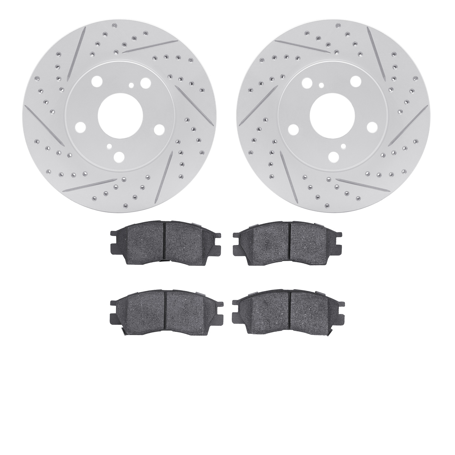 2502-76001 Geoperformance Drilled/Slotted Rotors w/5000 Advanced Brake Pads Kit, 1992-2003 Lexus/Toyota/Scion, Position: Front