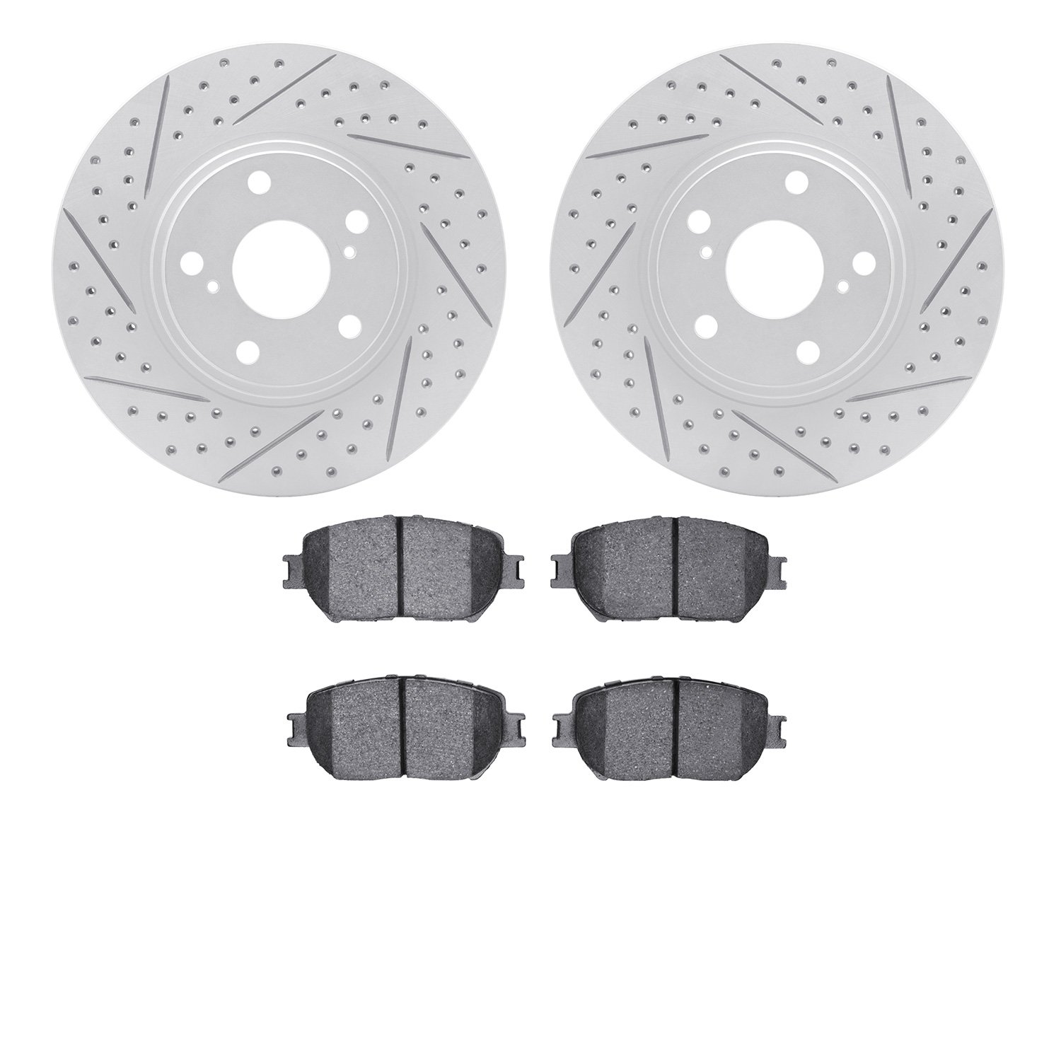 2502-76008 Geoperformance Drilled/Slotted Rotors w/5000 Advanced Brake Pads Kit, 2004-2004 Lexus/Toyota/Scion, Position: Front