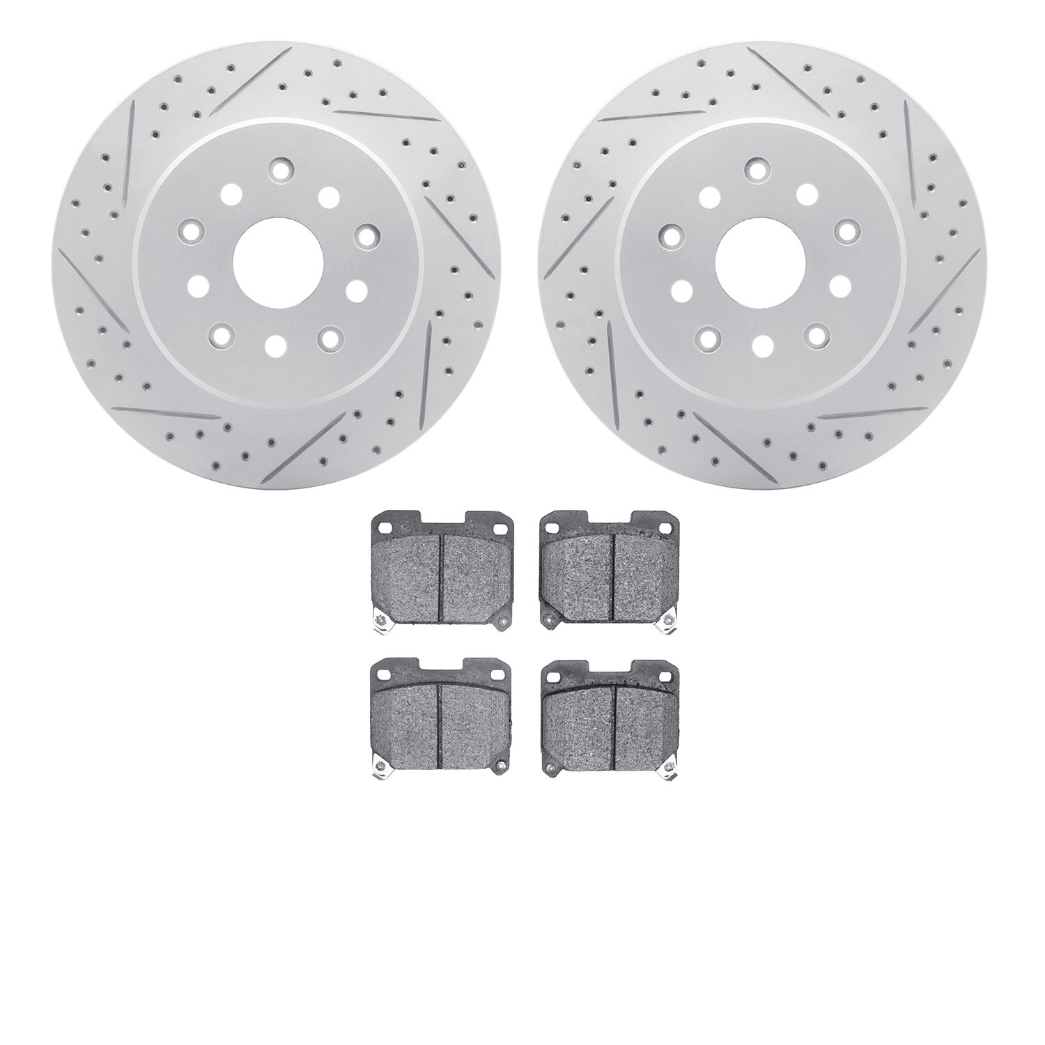 2502-76011 Geoperformance Drilled/Slotted Rotors w/5000 Advanced Brake Pads Kit, 1993-1998 Lexus/Toyota/Scion, Position: Rear