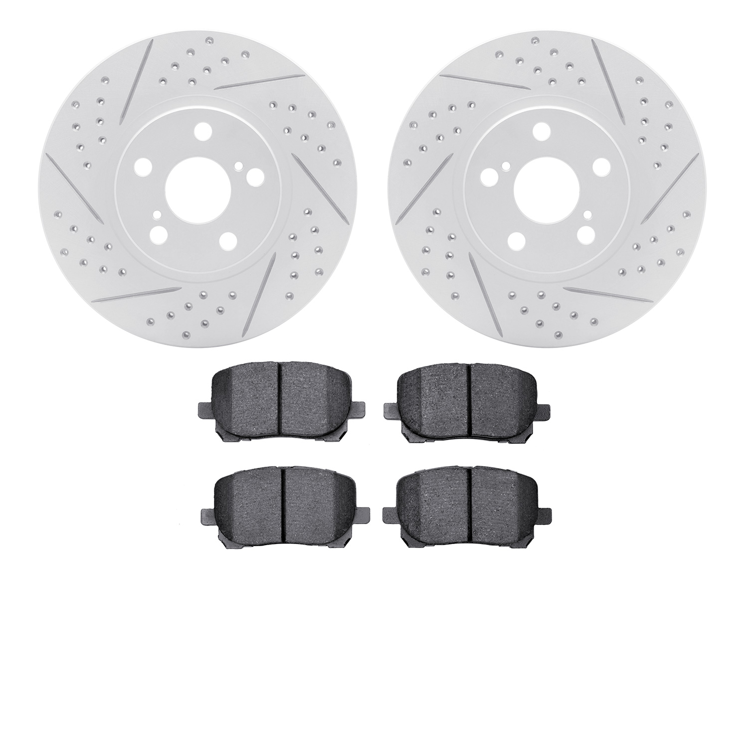 2502-76014 Geoperformance Drilled/Slotted Rotors w/5000 Advanced Brake Pads Kit, 2003-2008 Multiple Makes/Models, Position: Fron