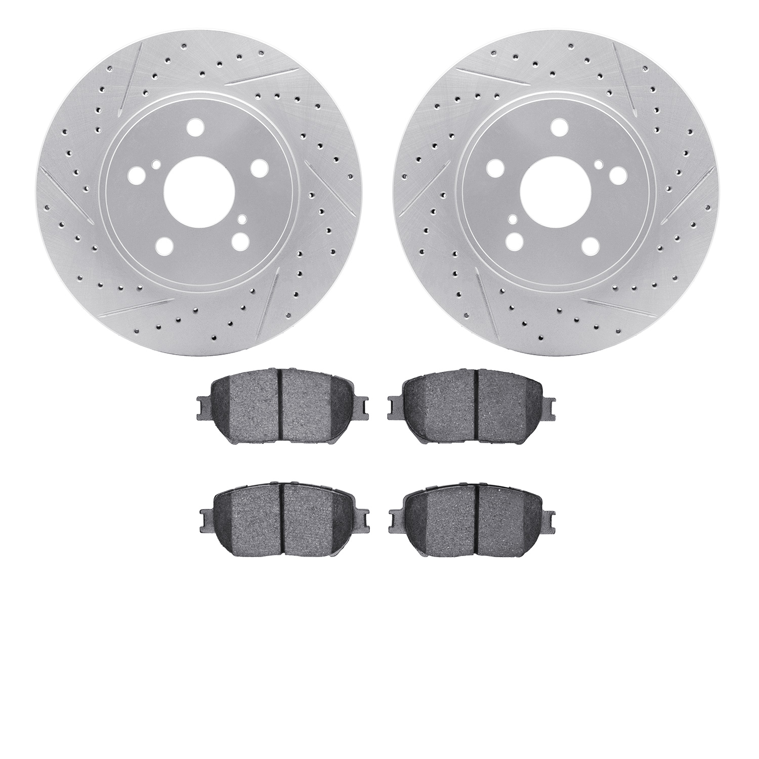 2502-76026 Geoperformance Drilled/Slotted Rotors w/5000 Advanced Brake Pads Kit, 2002-2003 Lexus/Toyota/Scion, Position: Front