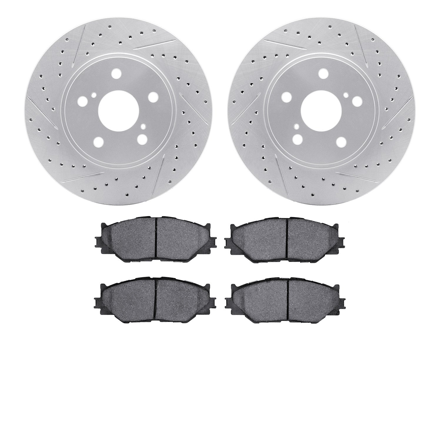 2502-76027 Geoperformance Drilled/Slotted Rotors w/5000 Advanced Brake Pads Kit, 2006-2015 Lexus/Toyota/Scion, Position: Front