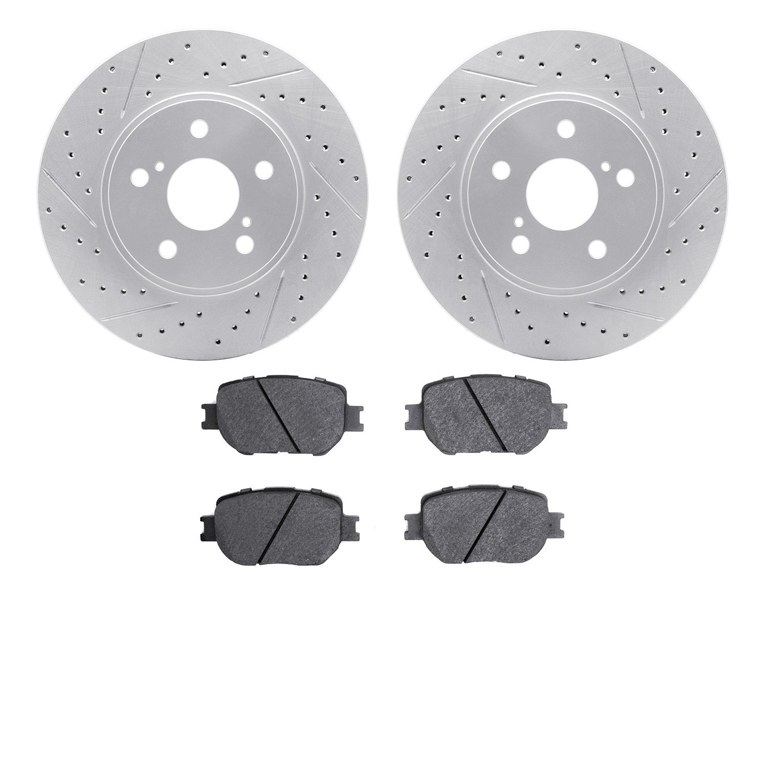 2502-76028 Geoperformance Drilled/Slotted Rotors w/5000 Advanced Brake Pads Kit, 2014-2015 Lexus/Toyota/Scion, Position: Front