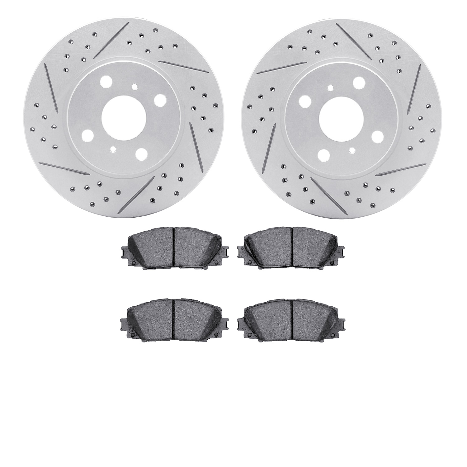 2502-76033 Geoperformance Drilled/Slotted Rotors w/5000 Advanced Brake Pads Kit, 2006-2018 Lexus/Toyota/Scion, Position: Front