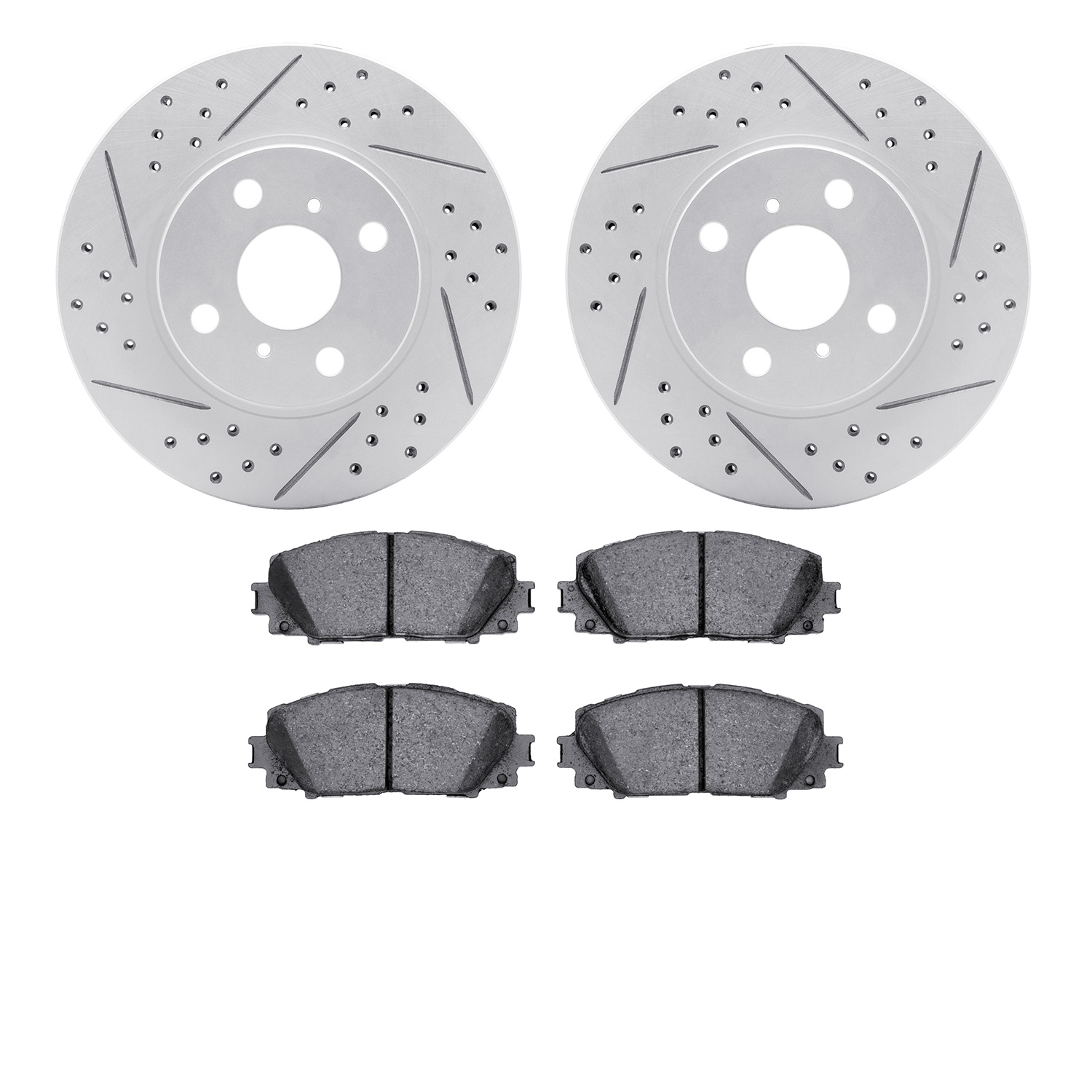 2502-76034 Geoperformance Drilled/Slotted Rotors w/5000 Advanced Brake Pads Kit, 2012-2019 Lexus/Toyota/Scion, Position: Front