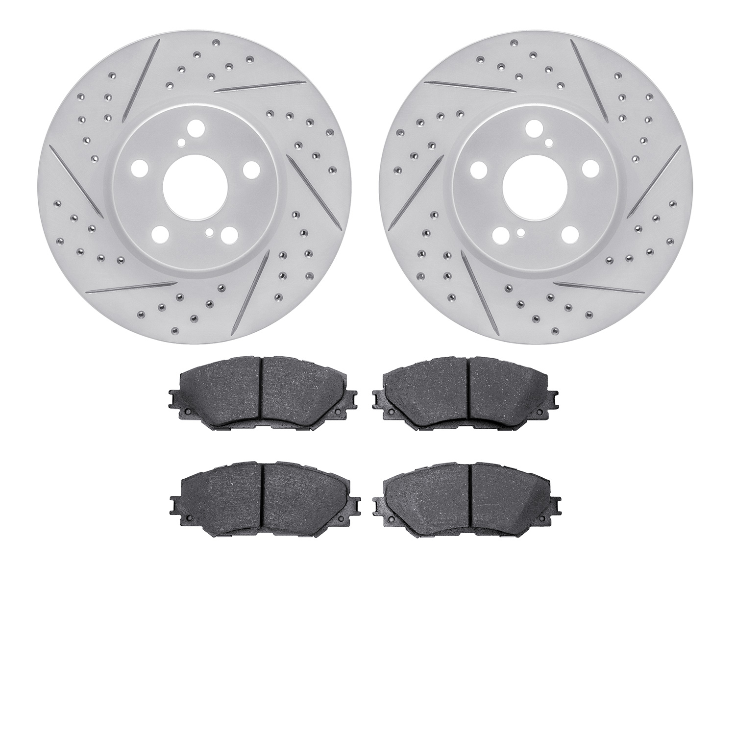 2502-76038 Geoperformance Drilled/Slotted Rotors w/5000 Advanced Brake Pads Kit, 2008-2019 Multiple Makes/Models, Position: Fron