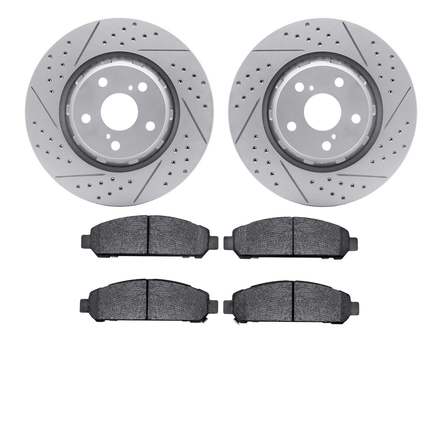 2502-76042 Geoperformance Drilled/Slotted Rotors w/5000 Advanced Brake Pads Kit, 2009-2015 Lexus/Toyota/Scion, Position: Front
