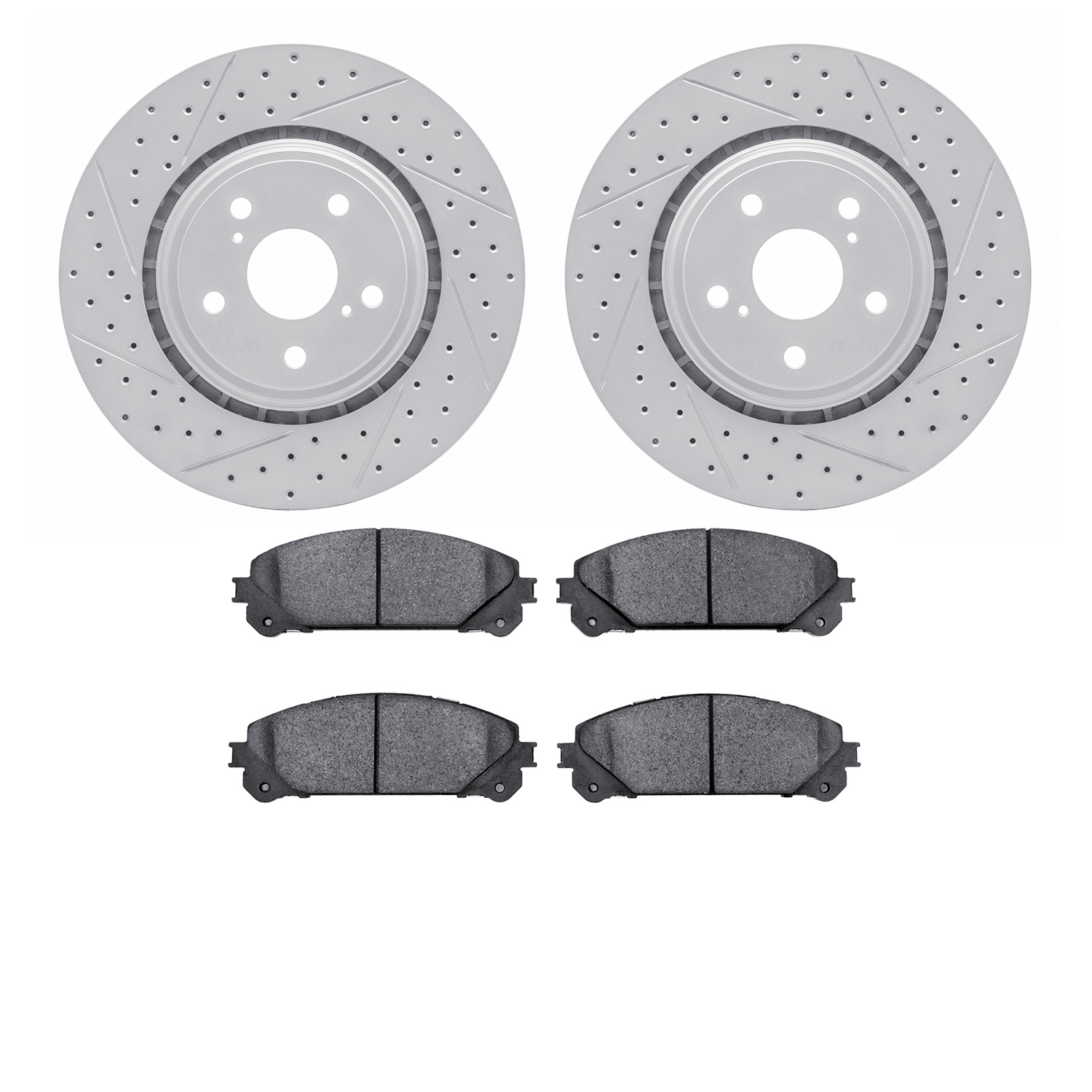 2502-76053 Geoperformance Drilled/Slotted Rotors w/5000 Advanced Brake Pads Kit, 2008-2021 Lexus/Toyota/Scion, Position: Front