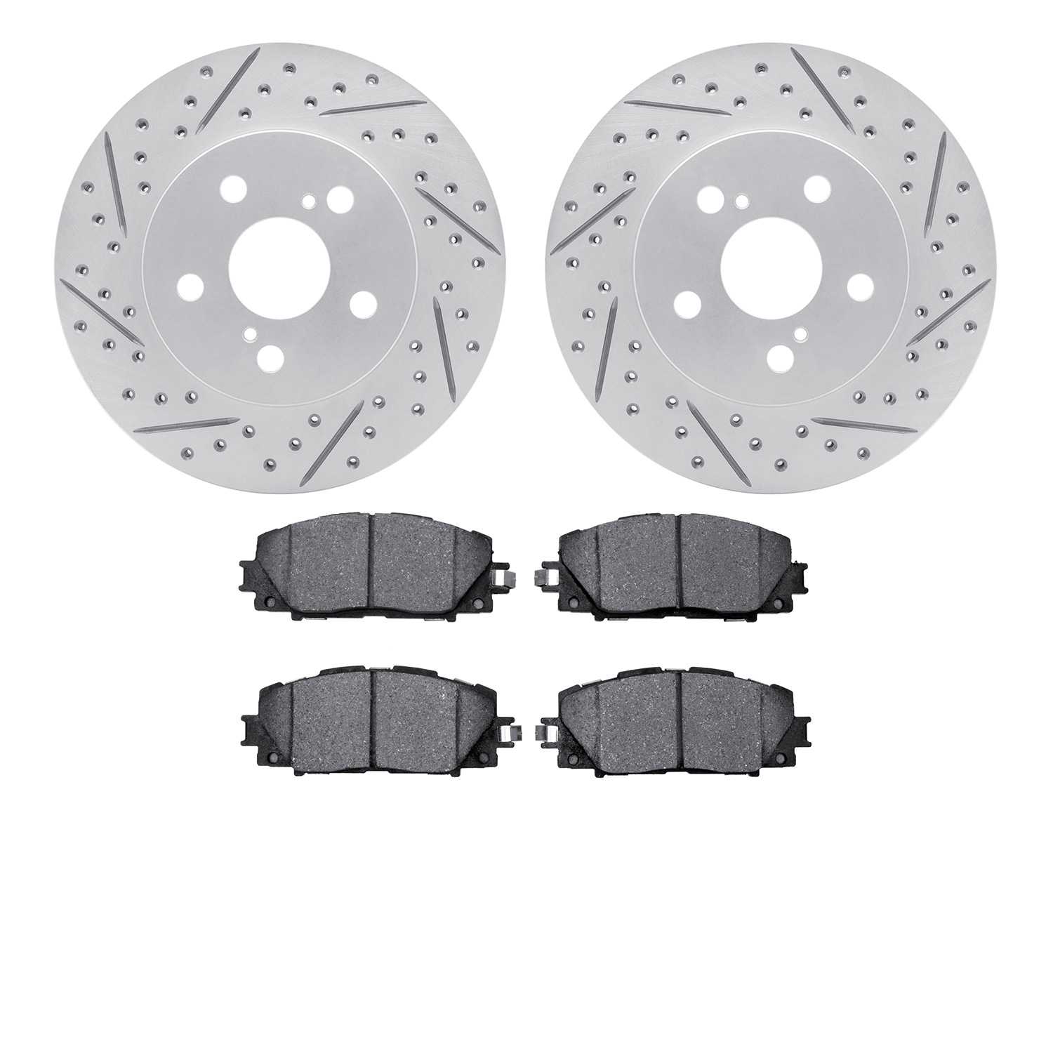 2502-76055 Geoperformance Drilled/Slotted Rotors w/5000 Advanced Brake Pads Kit, Fits Select Lexus/Toyota/Scion, Position: Front