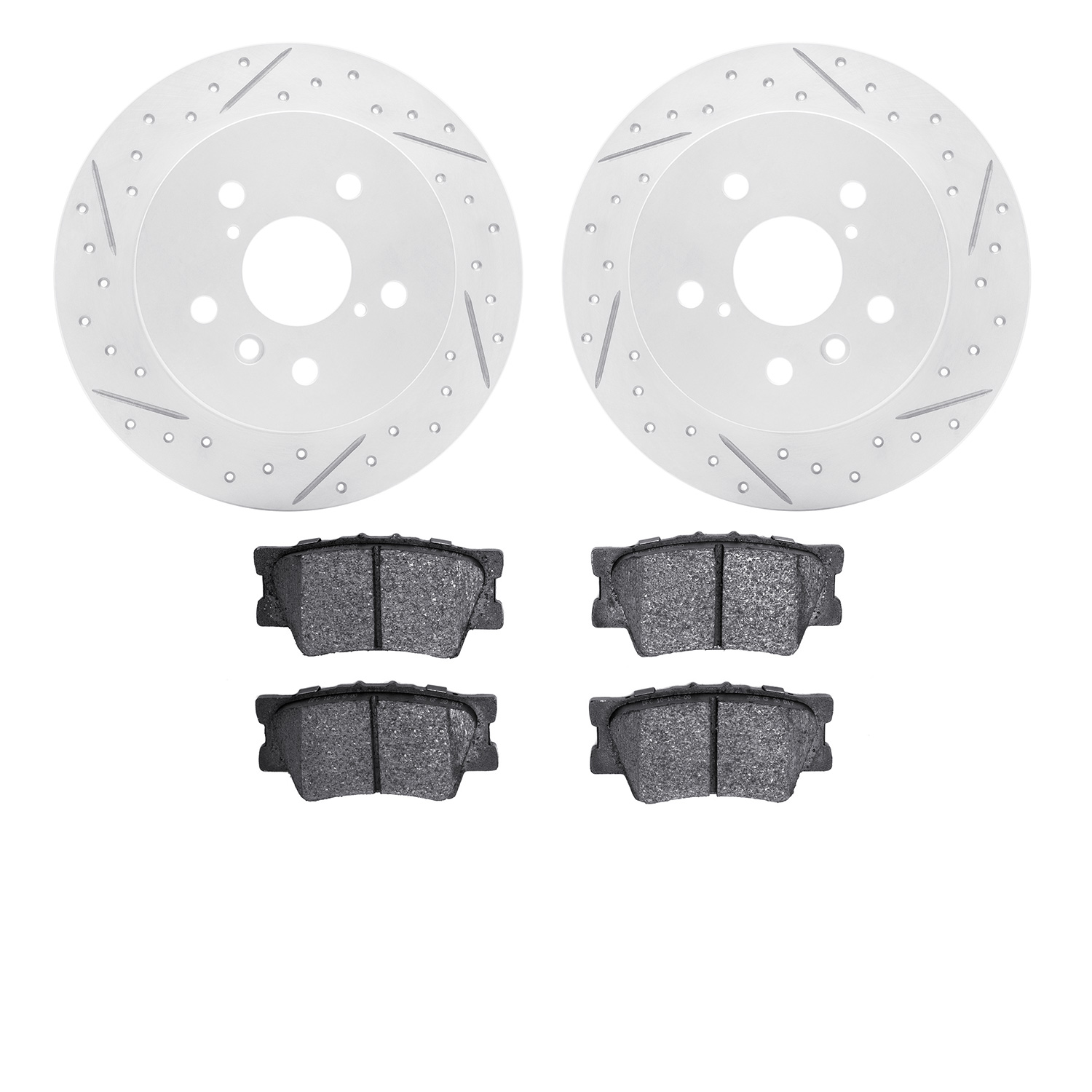 2502-76056 Geoperformance Drilled/Slotted Rotors w/5000 Advanced Brake Pads Kit, Fits Select Lexus/Toyota/Scion, Position: Rear