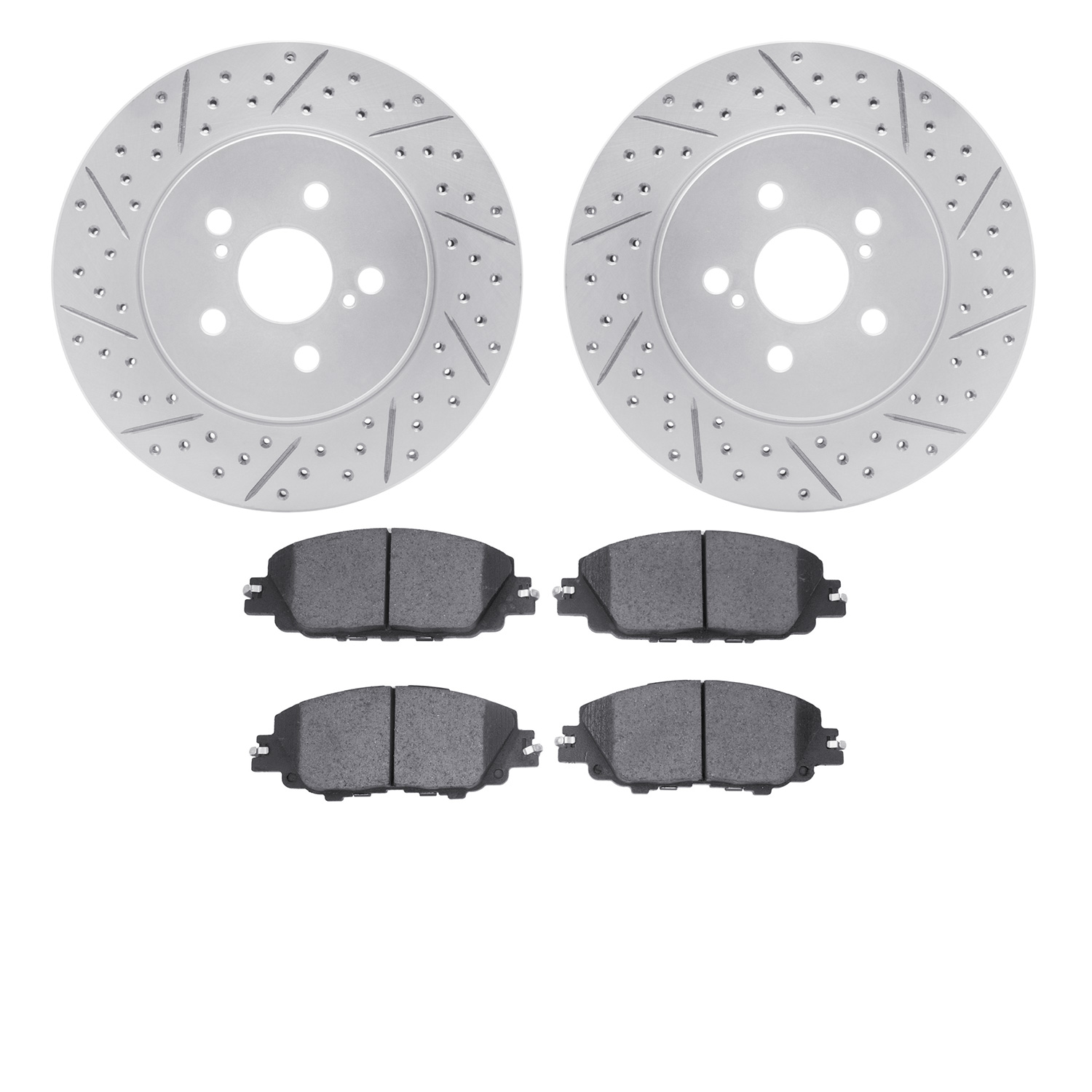 2502-76057 Geoperformance Drilled/Slotted Rotors w/5000 Advanced Brake Pads Kit, Fits Select Lexus/Toyota/Scion, Position: Front