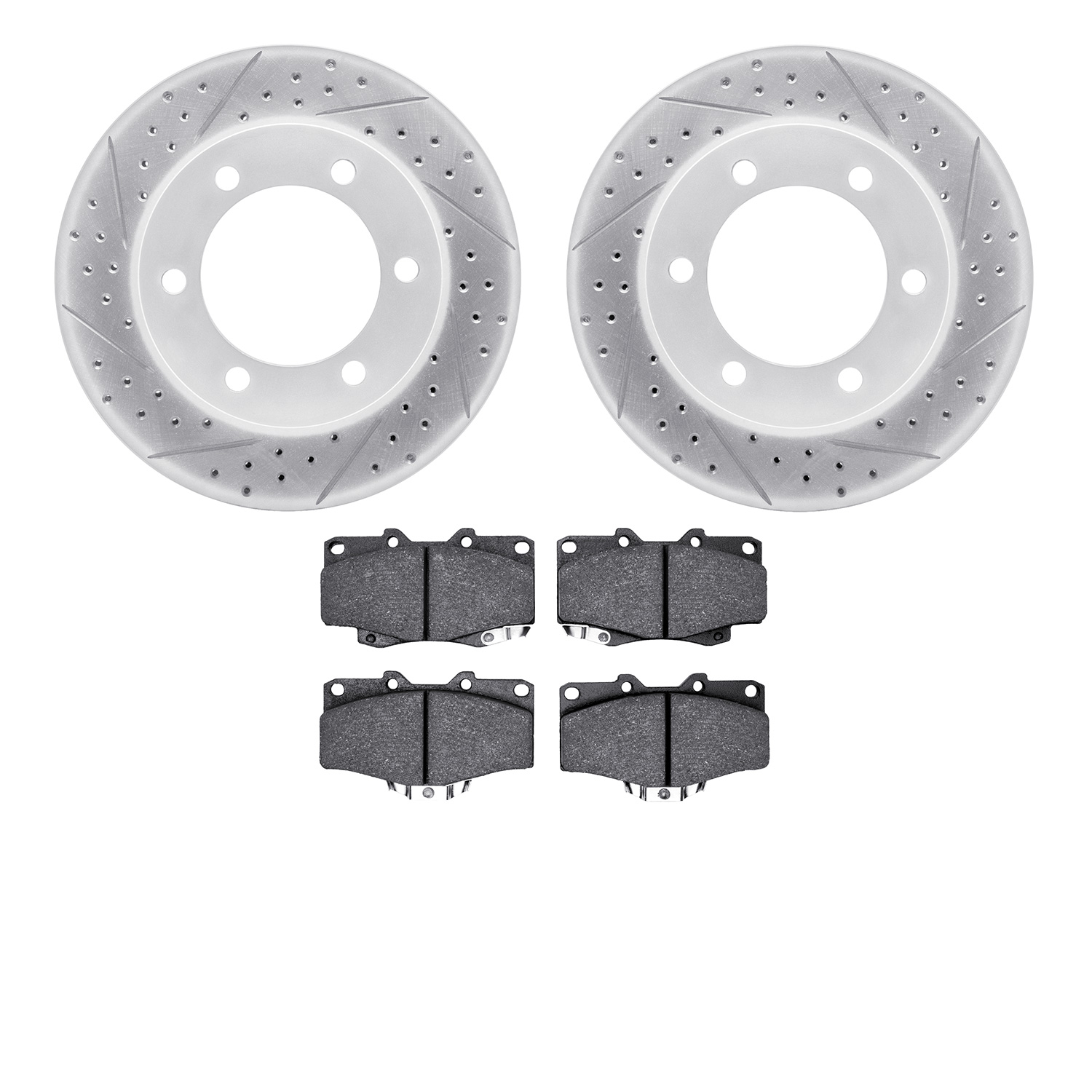 2502-76076 Geoperformance Drilled/Slotted Rotors w/5000 Advanced Brake Pads Kit, 1995-2004 Lexus/Toyota/Scion, Position: Front