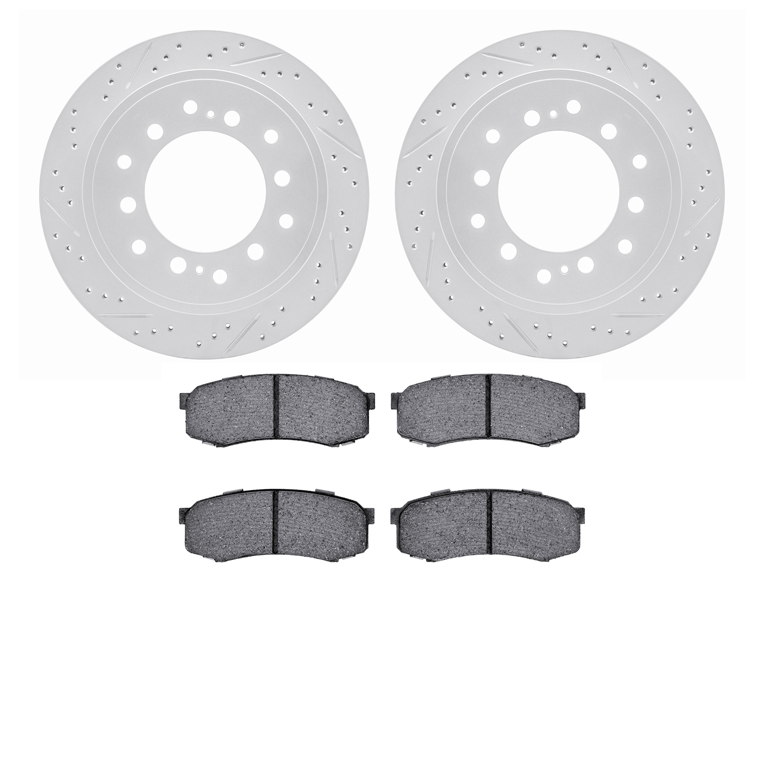 2502-76100 Geoperformance Drilled/Slotted Rotors w/5000 Advanced Brake Pads Kit, Fits Select Lexus/Toyota/Scion, Position: Rear