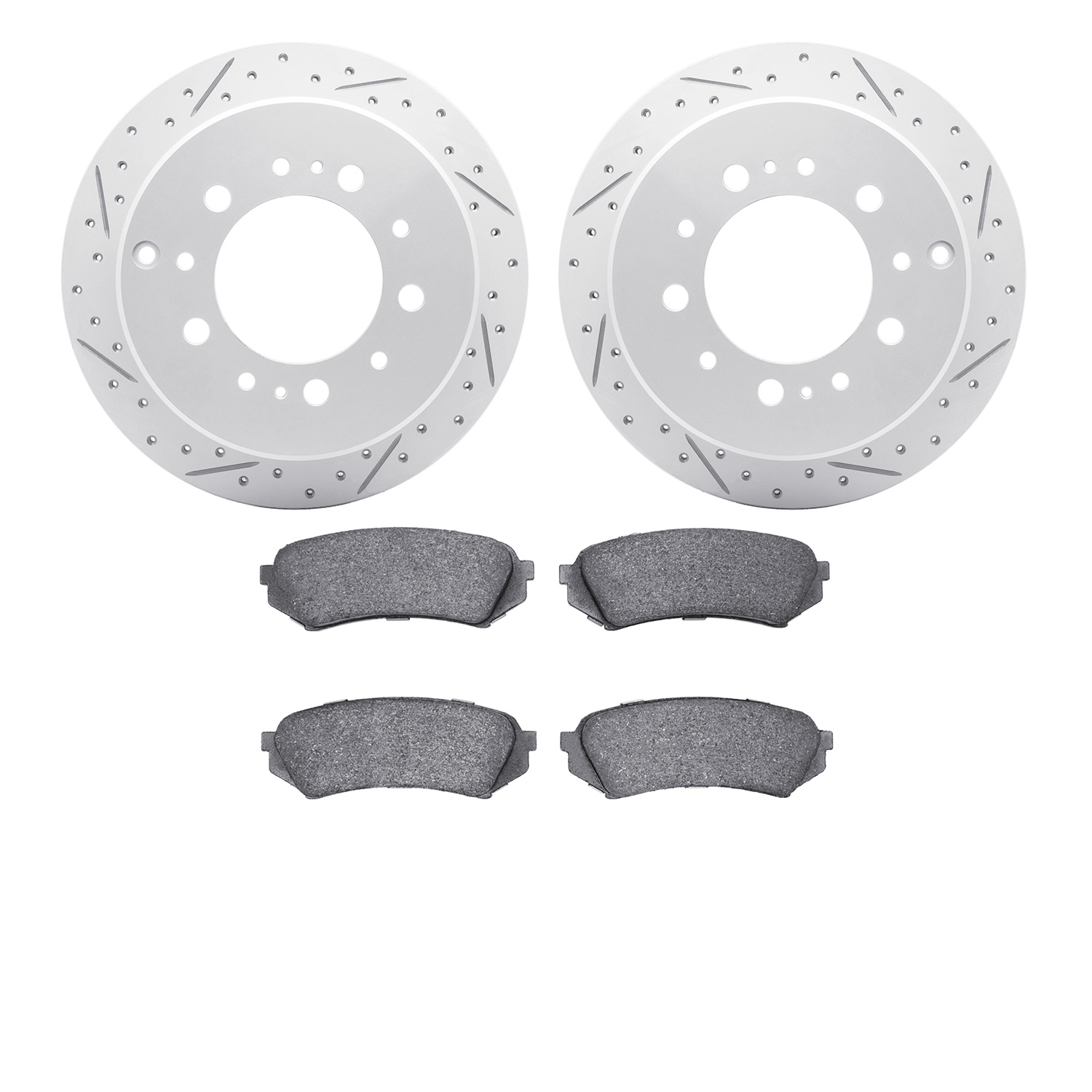 2502-76116 Geoperformance Drilled/Slotted Rotors w/5000 Advanced Brake Pads Kit, 1998-2007 Lexus/Toyota/Scion, Position: Rear