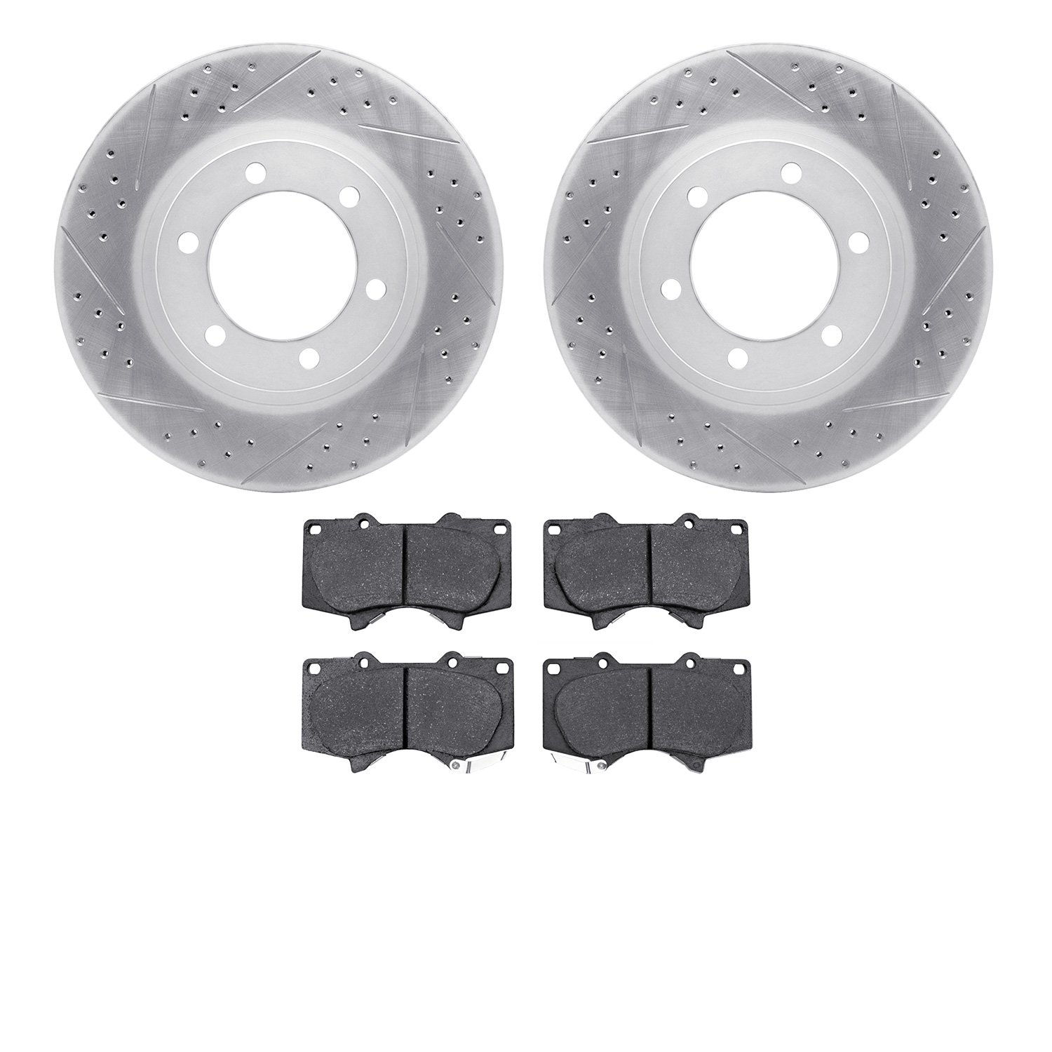 2502-76146 Geoperformance Drilled/Slotted Rotors w/5000 Advanced Brake Pads Kit, 2003-2009 Lexus/Toyota/Scion, Position: Front