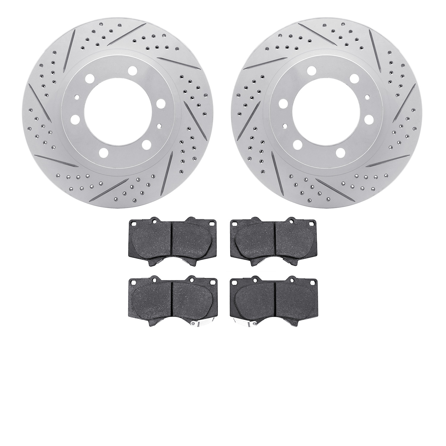 2502-76147 Geoperformance Drilled/Slotted Rotors w/5000 Advanced Brake Pads Kit, Fits Select Lexus/Toyota/Scion, Position: Front