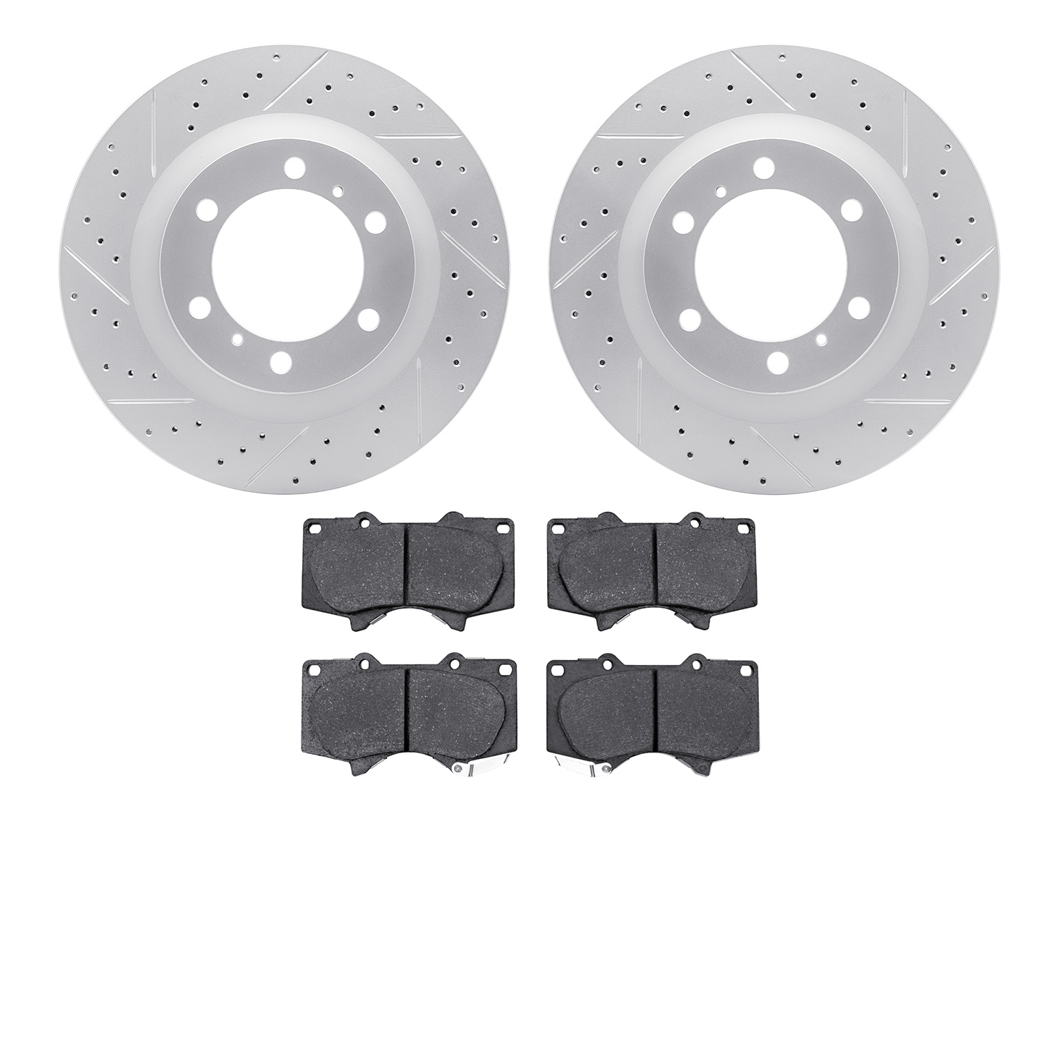 2502-76148 Geoperformance Drilled/Slotted Rotors w/5000 Advanced Brake Pads Kit, Fits Select Lexus/Toyota/Scion, Position: Front