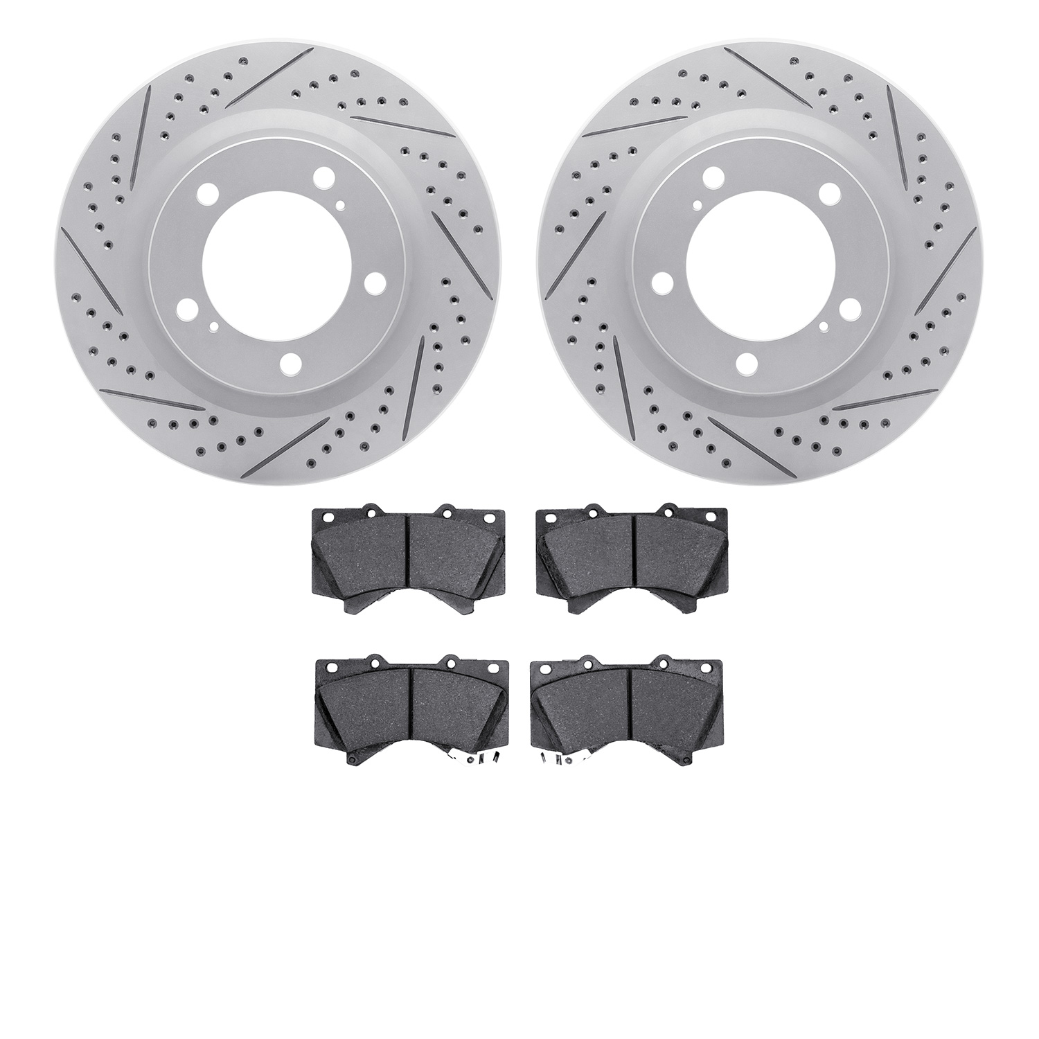 2502-76161 Geoperformance Drilled/Slotted Rotors w/5000 Advanced Brake Pads Kit, Fits Select Lexus/Toyota/Scion, Position: Front