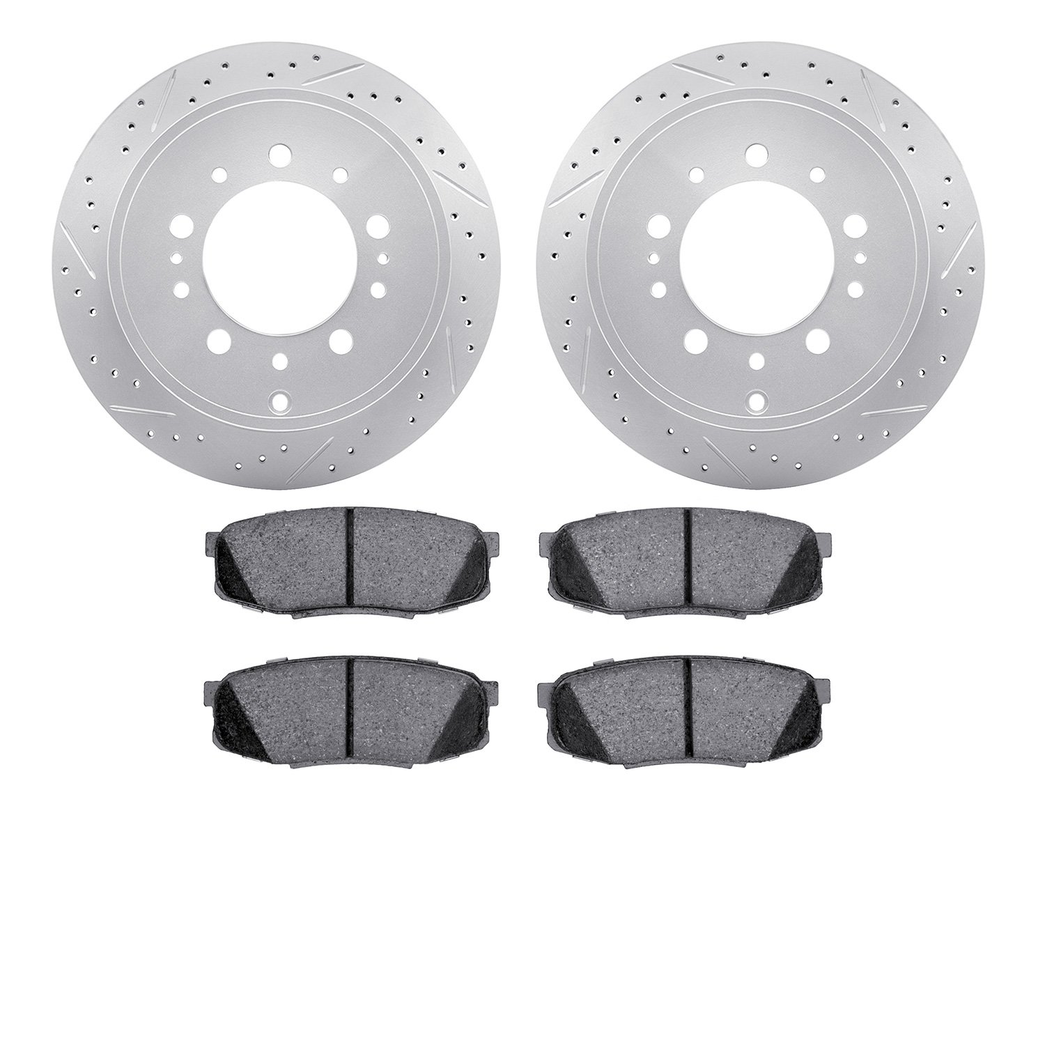 2502-76163 Geoperformance Drilled/Slotted Rotors w/5000 Advanced Brake Pads Kit, Fits Select Lexus/Toyota/Scion, Position: Rear