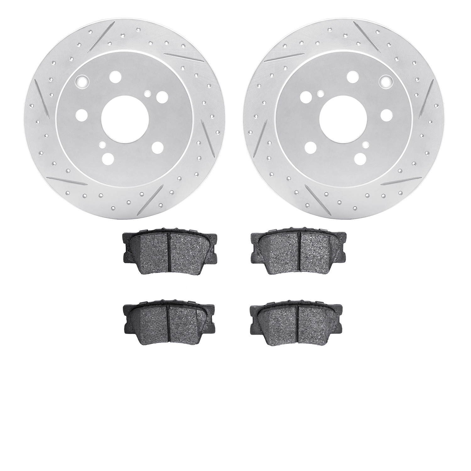 2502-76177 Geoperformance Drilled/Slotted Rotors w/5000 Advanced Brake Pads Kit, 2006-2018 Lexus/Toyota/Scion, Position: Rear
