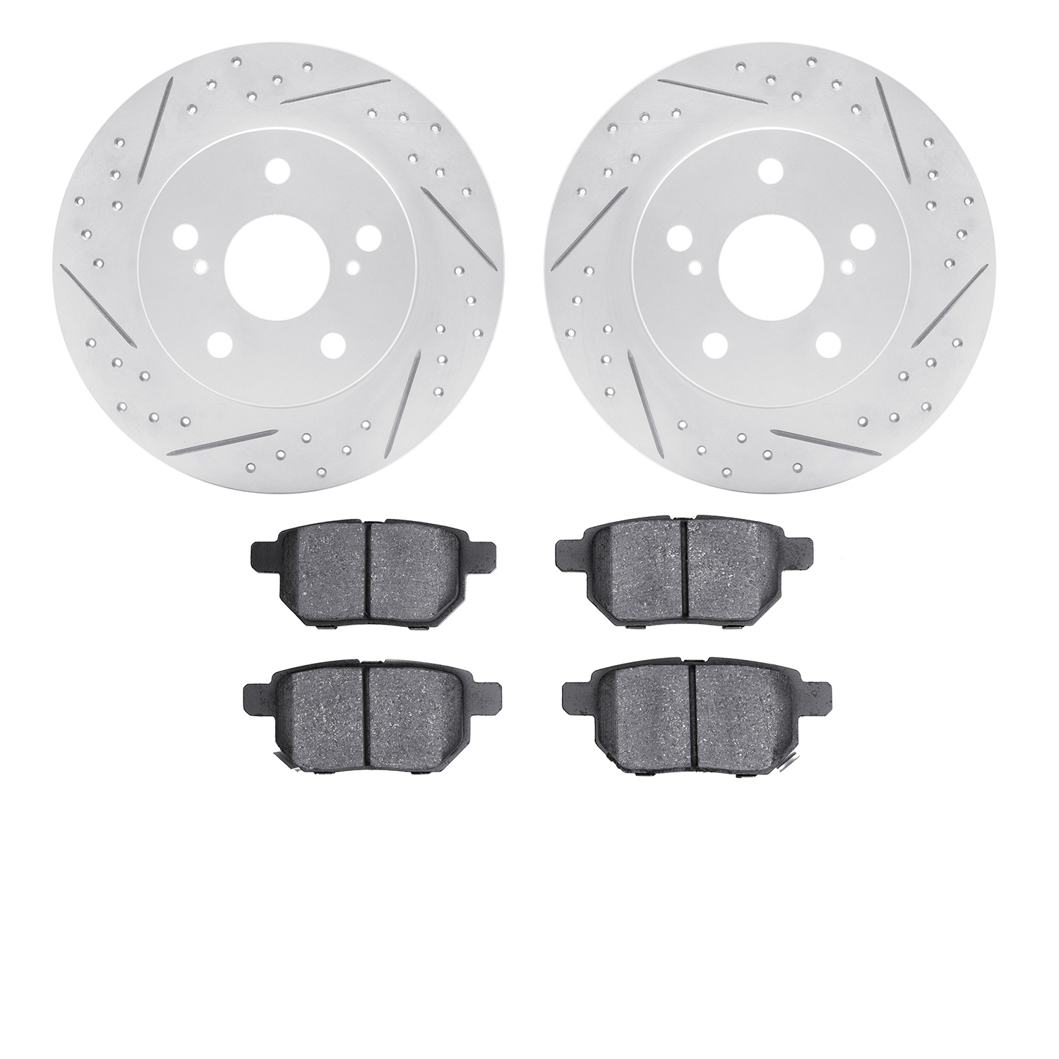 2502-91000 Geoperformance Drilled/Slotted Rotors w/5000 Advanced Brake Pads Kit, 2011-2016 Lexus/Toyota/Scion, Position: Rear
