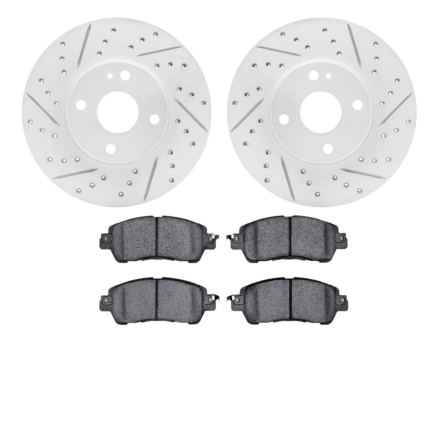 2502-91005 Geoperformance Drilled/Slotted Rotors w/5000 Advanced Brake Pads Kit, 2016-2020 Multiple Makes/Models, Position: Fron